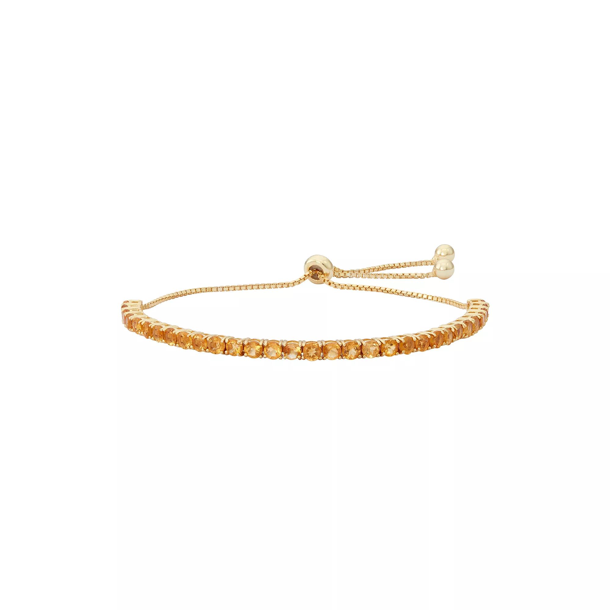 14k Gold Over Silver Citrine Lariat Bracelet, Women's, Size: 9", Orange Product Image