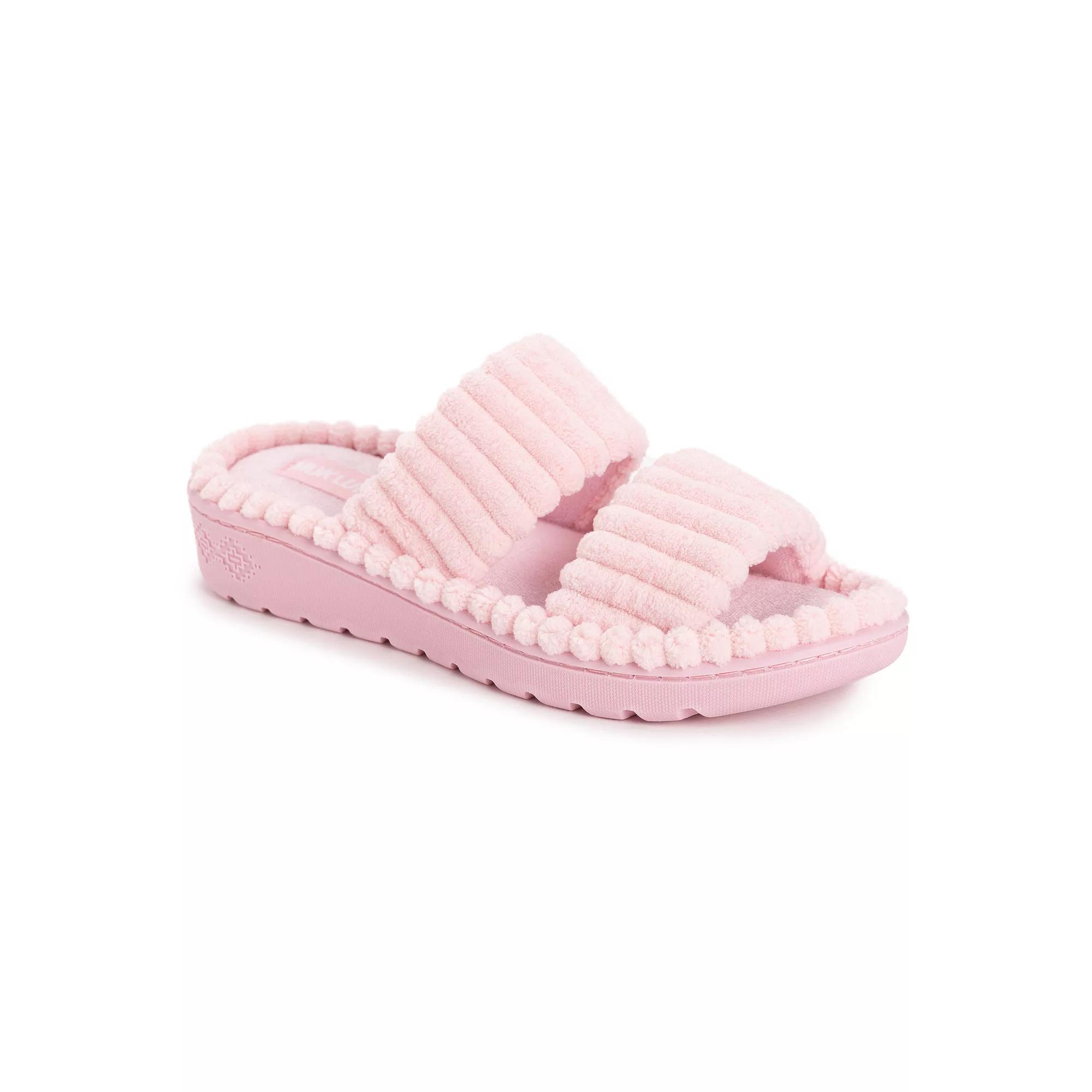 MUK LUKS Cloud Ribbed Terry Women's Double Strap Slide Slippers,  Product Image