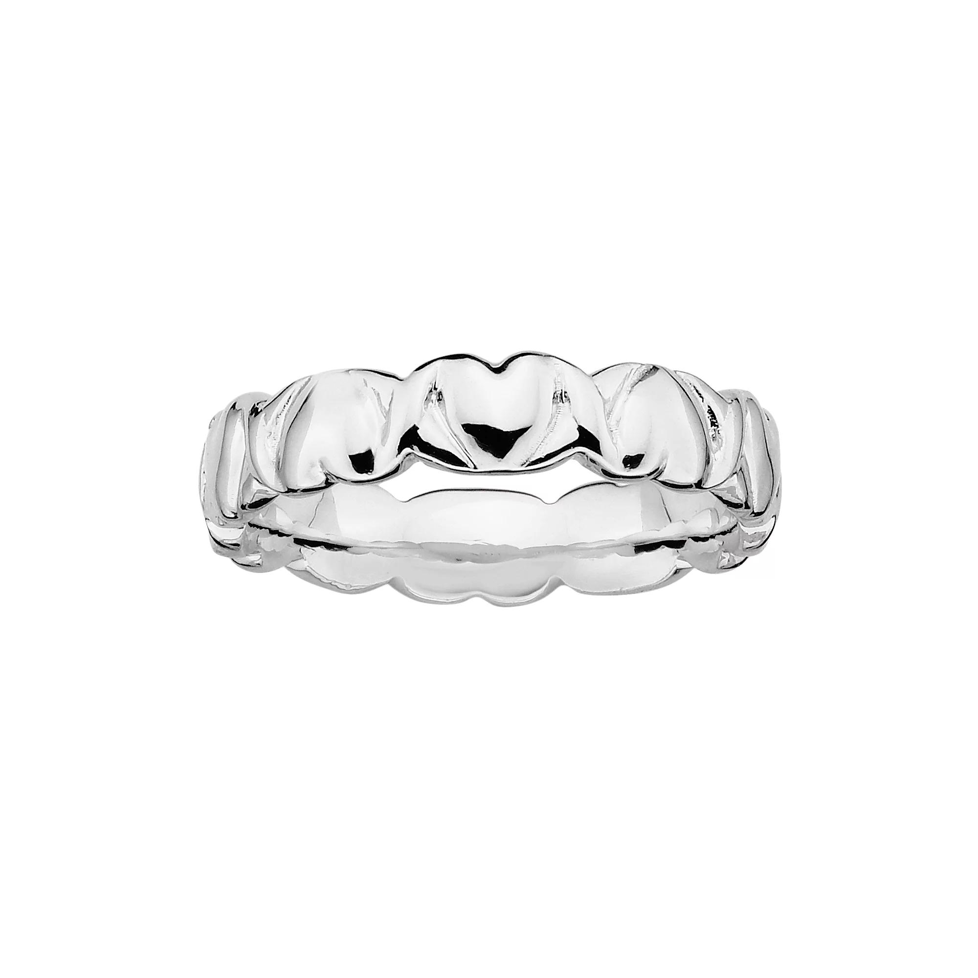 Stacks & Stones Sterling Silver Heart Stack Ring, Women's, Size: 6 Product Image