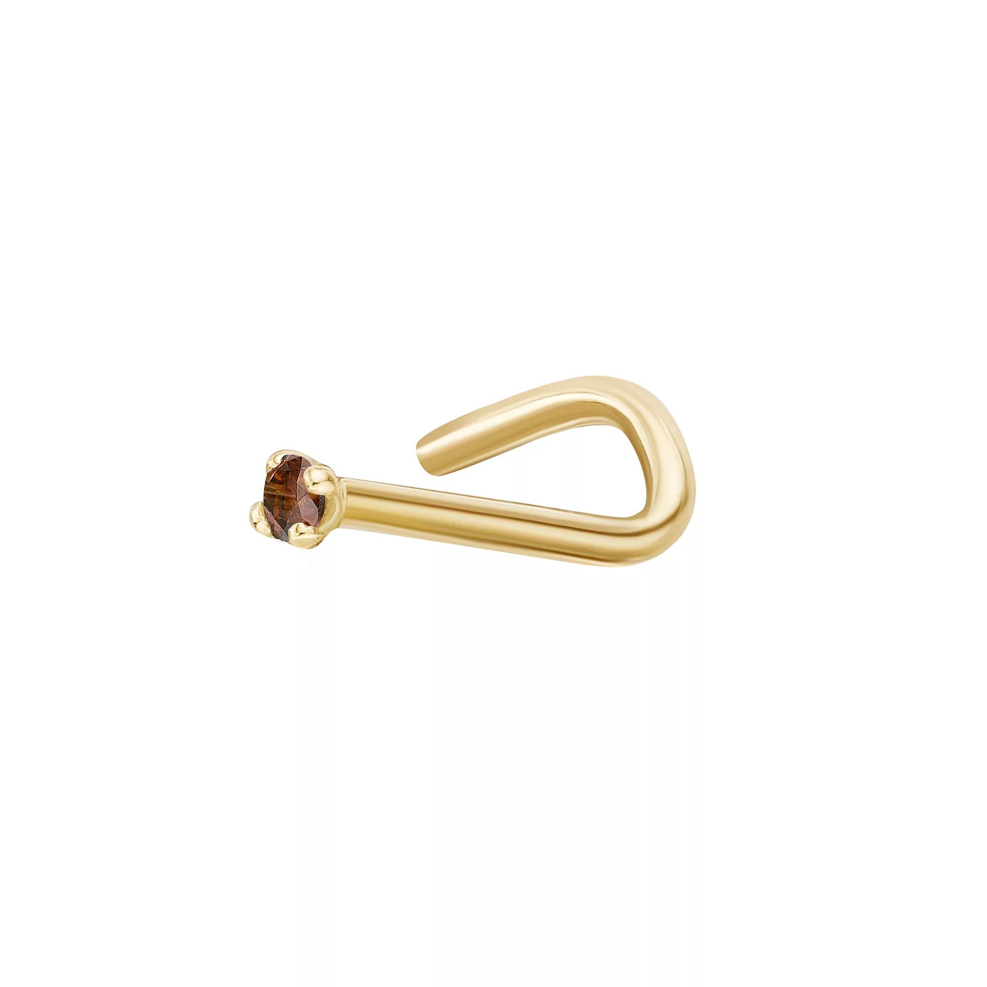 Lila Moon 14k Gold Brown Diamond Accent Nose Stud, Women's Product Image