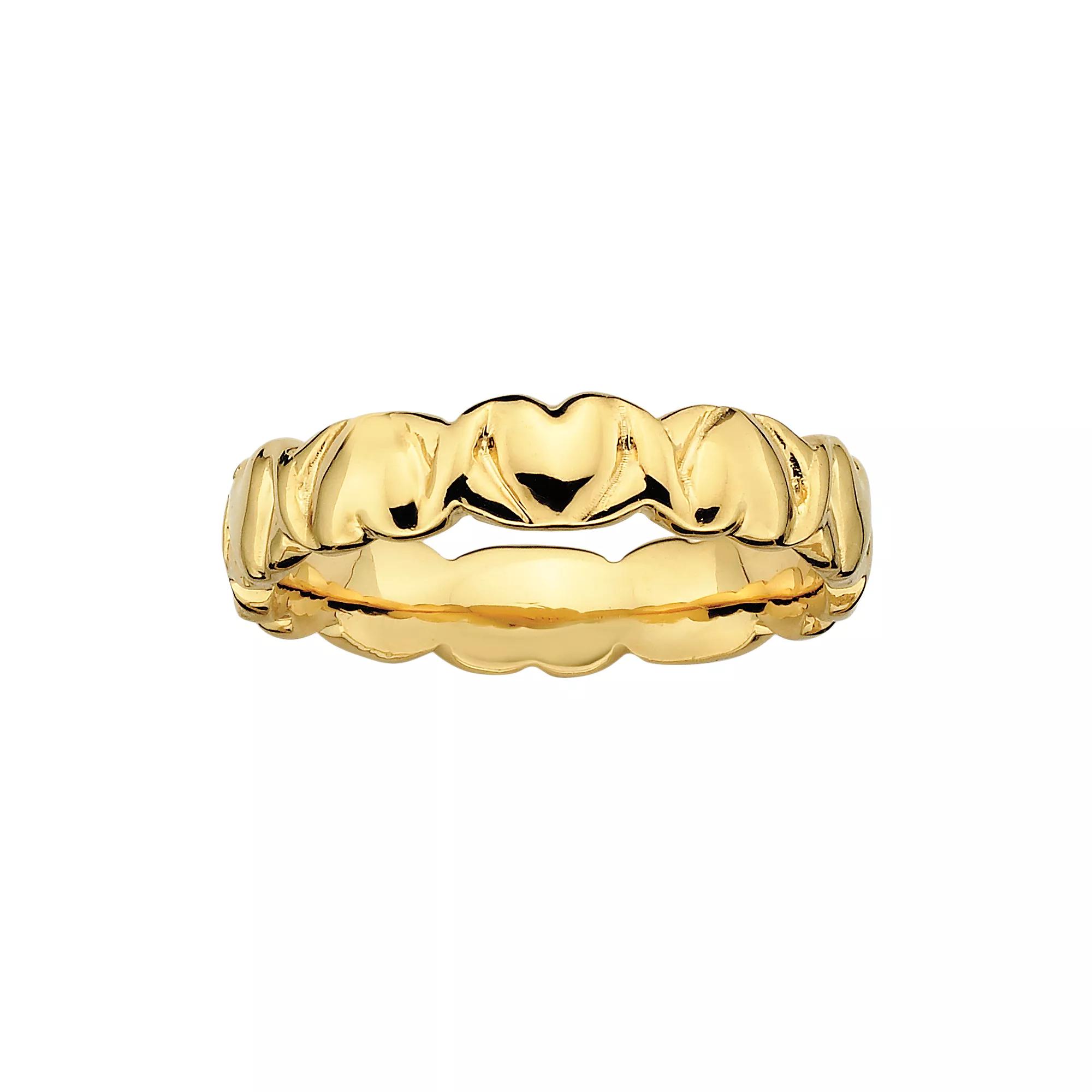 Stacks & Stones 18k Gold Over Silver Heart Stack Ring, Women's, Size: 6 Product Image