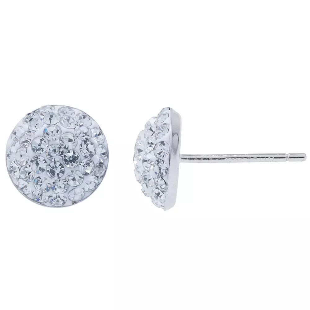 Main and Sterling Sterling Silver Crystal Half Ball Stud Earrings, Women's, Size: 9MM, White Product Image