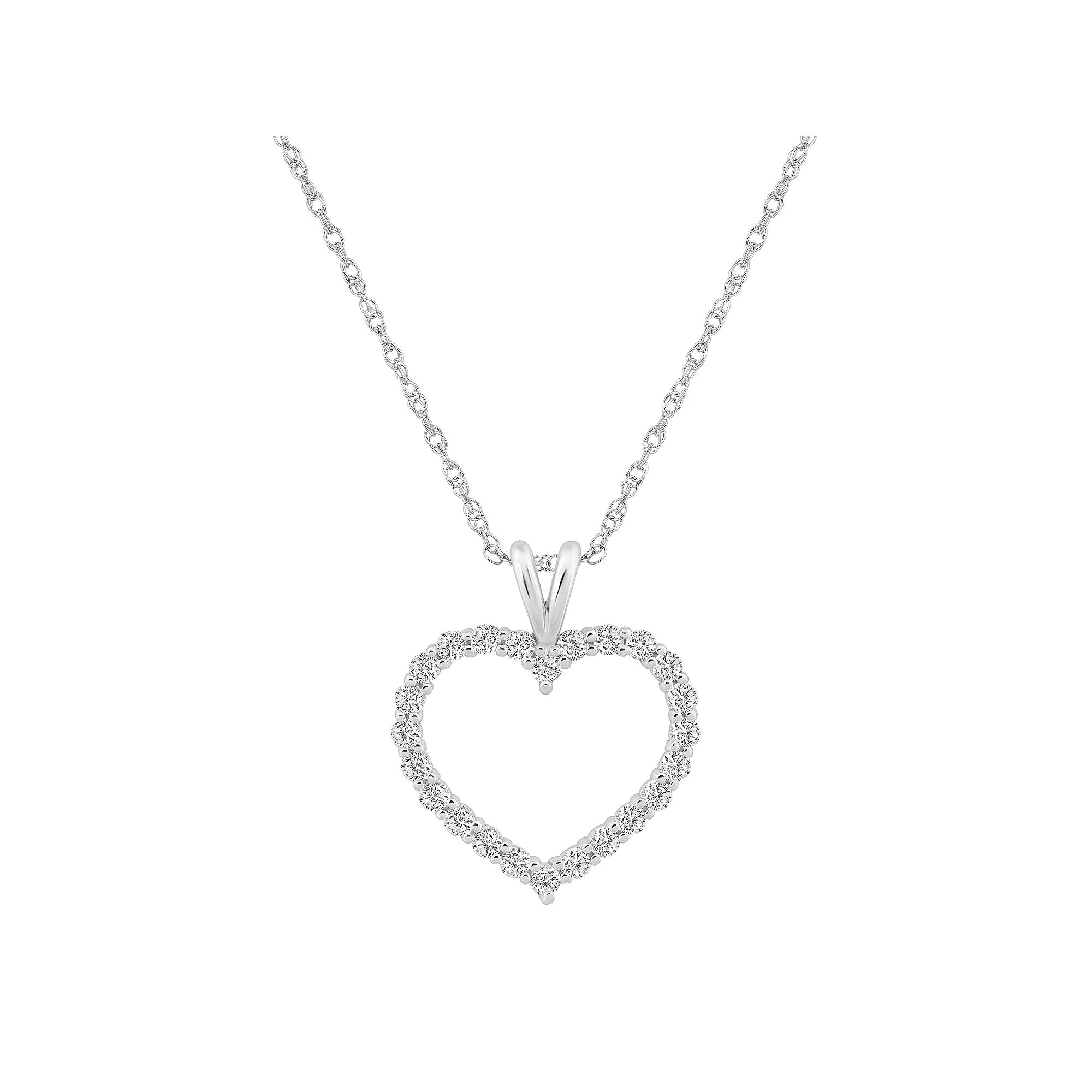 Alyson Layne 14k Gold 1/2 Carat T.W. Diamond Heart Pendant Necklace, Women's, Size: 18", 14k White Gold Product Image