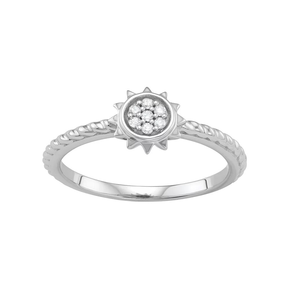Jewelexcess Sterling Silver Diamond Accent Sun Ring, Women's, Size: 8, Silver Tone Product Image