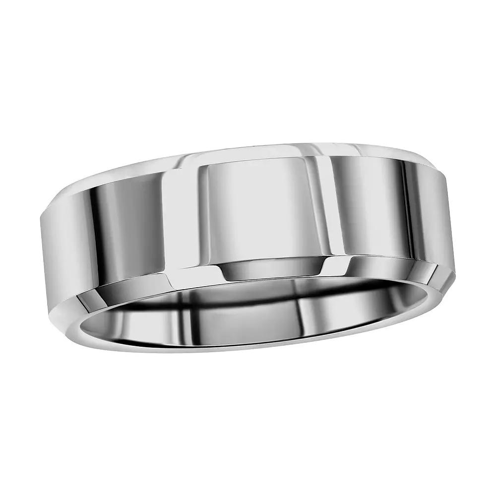 Men's Metallo Tung Polished Silver 8mm Ring, Size: 10, Tungsten Product Image