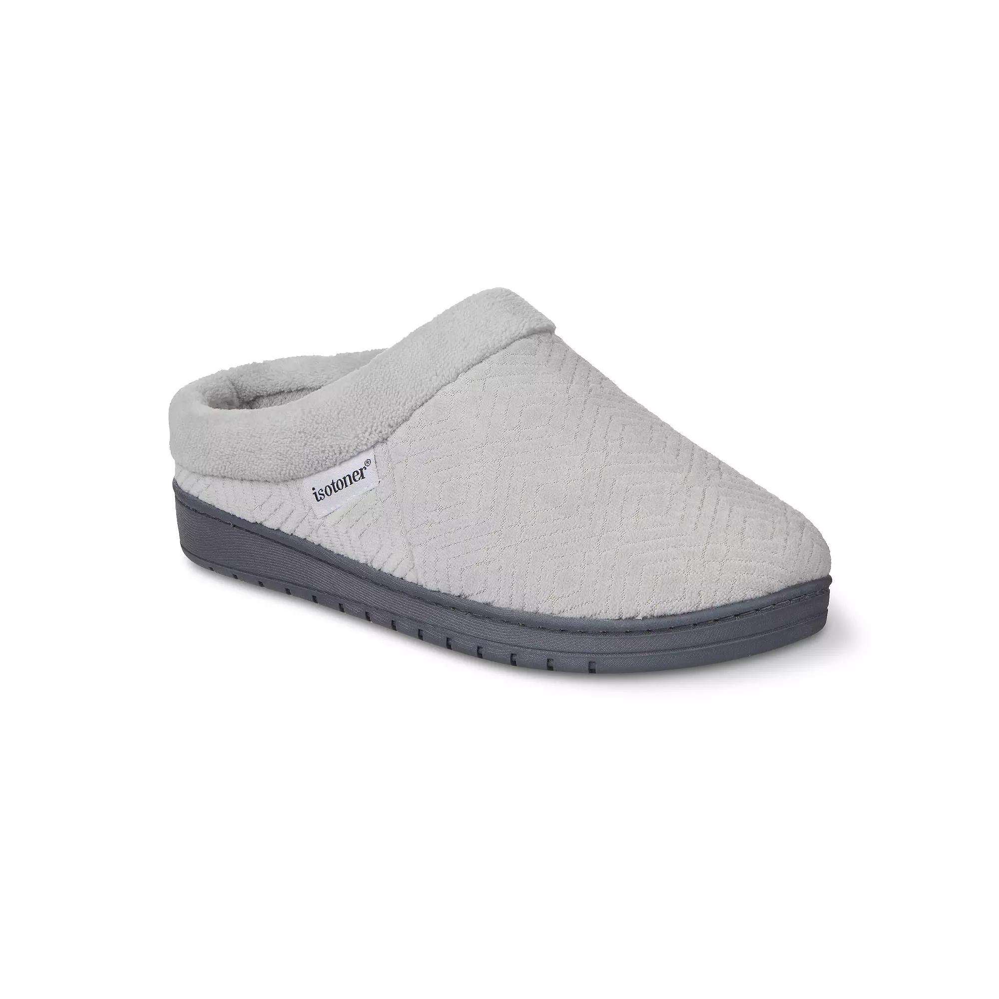 isotoner Gemma Sculpted Microterry Hoodback Women's Slippers, Size: XS, Light Gray Product Image