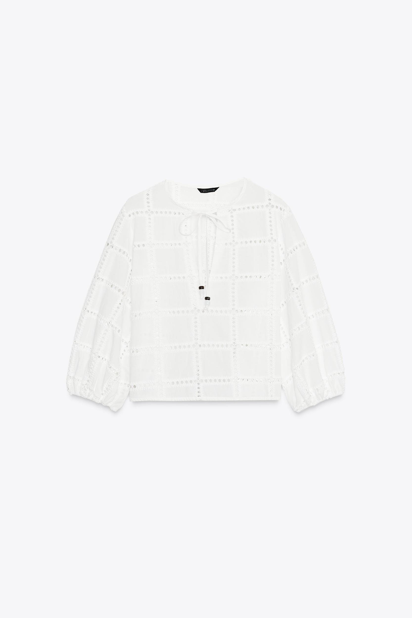 EMBROIDERED EYELET SHORT BLOUSE Product Image