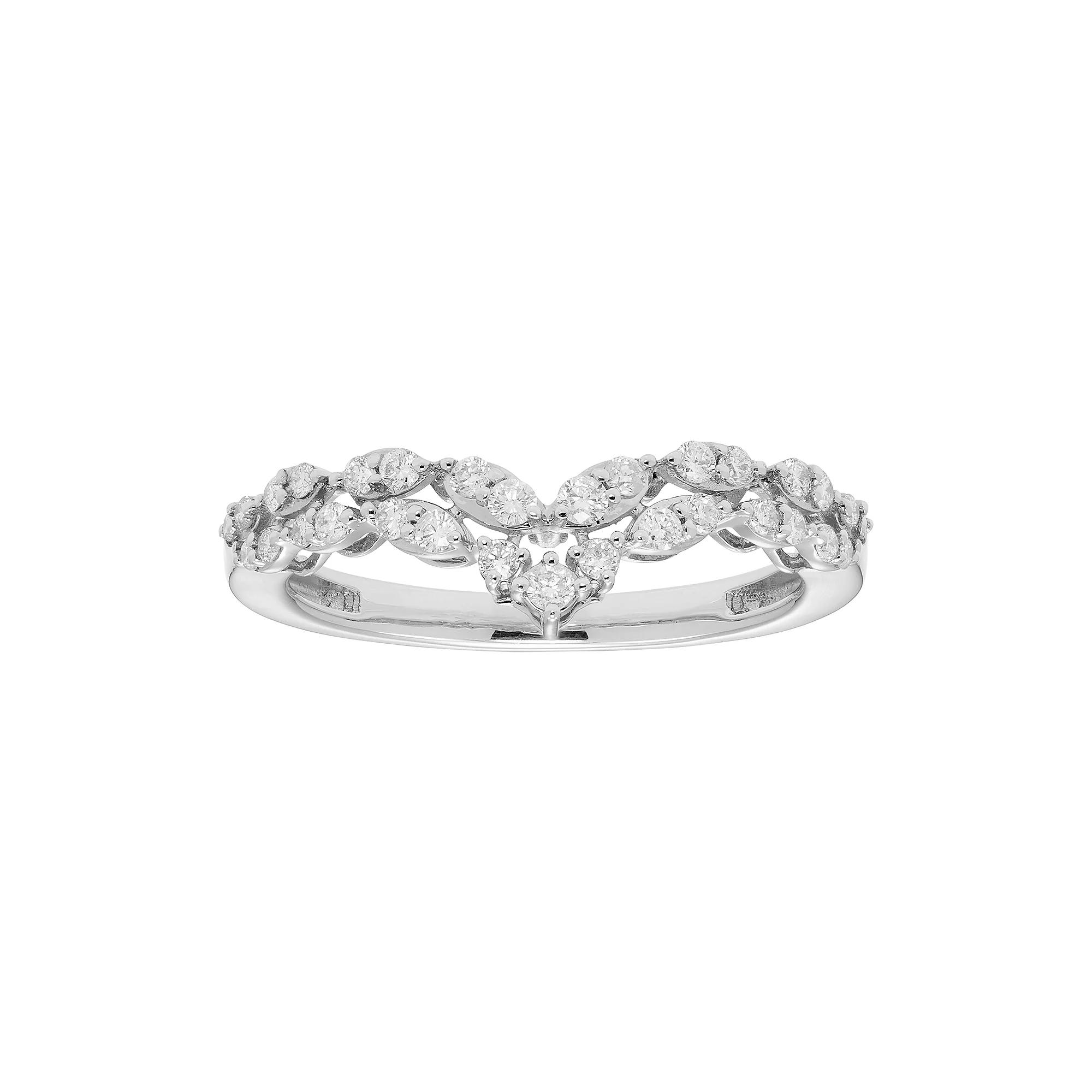 The Regal Collection 14k Gold 1/3 Carat T.W. IGL Certified Diamond Chevron Ring, Women's, Size: 5, White Product Image