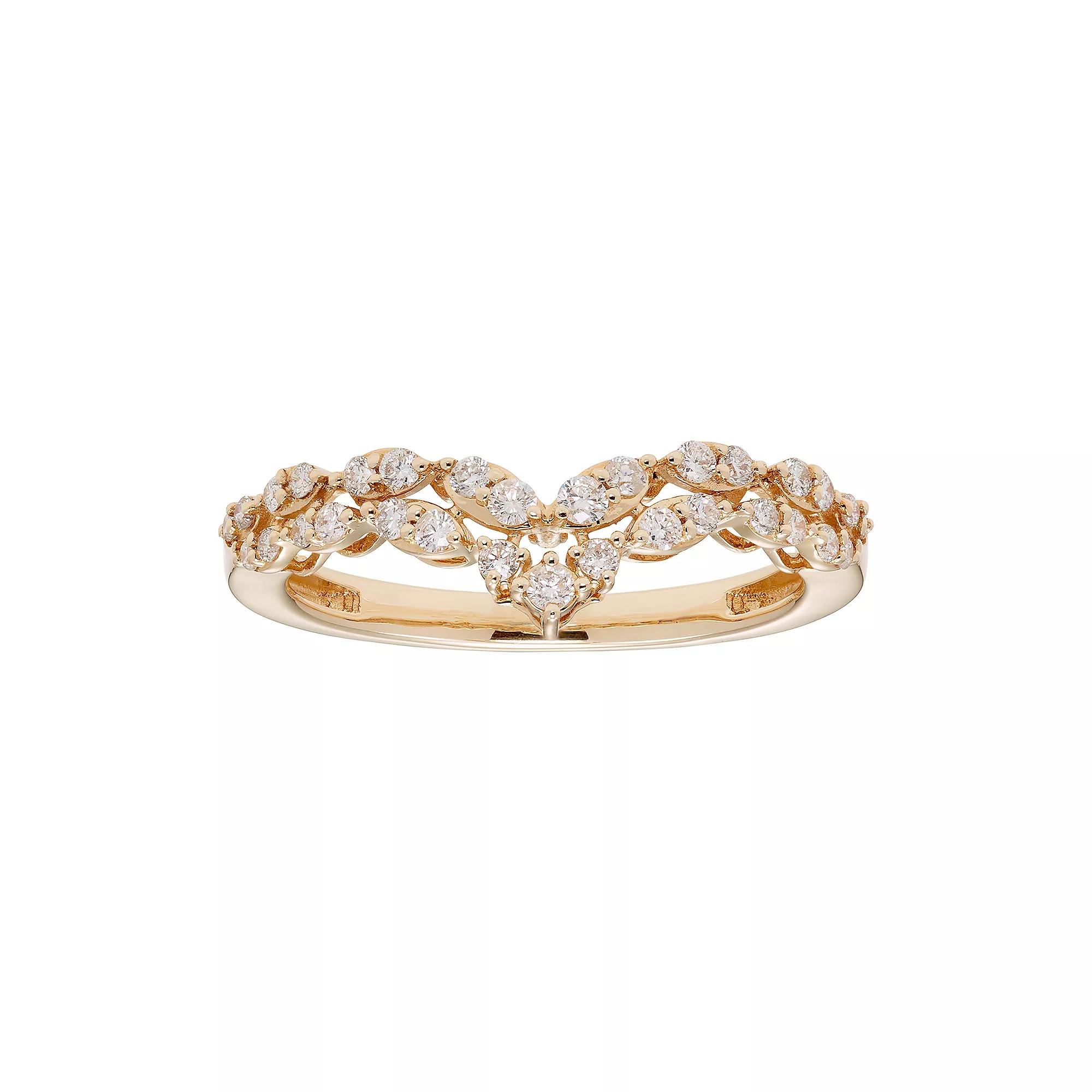 The Regal Collection 14k Gold 1/3 Carat T.W. IGL Certified Diamond Chevron Ring, Women's, Size: 5, White Product Image