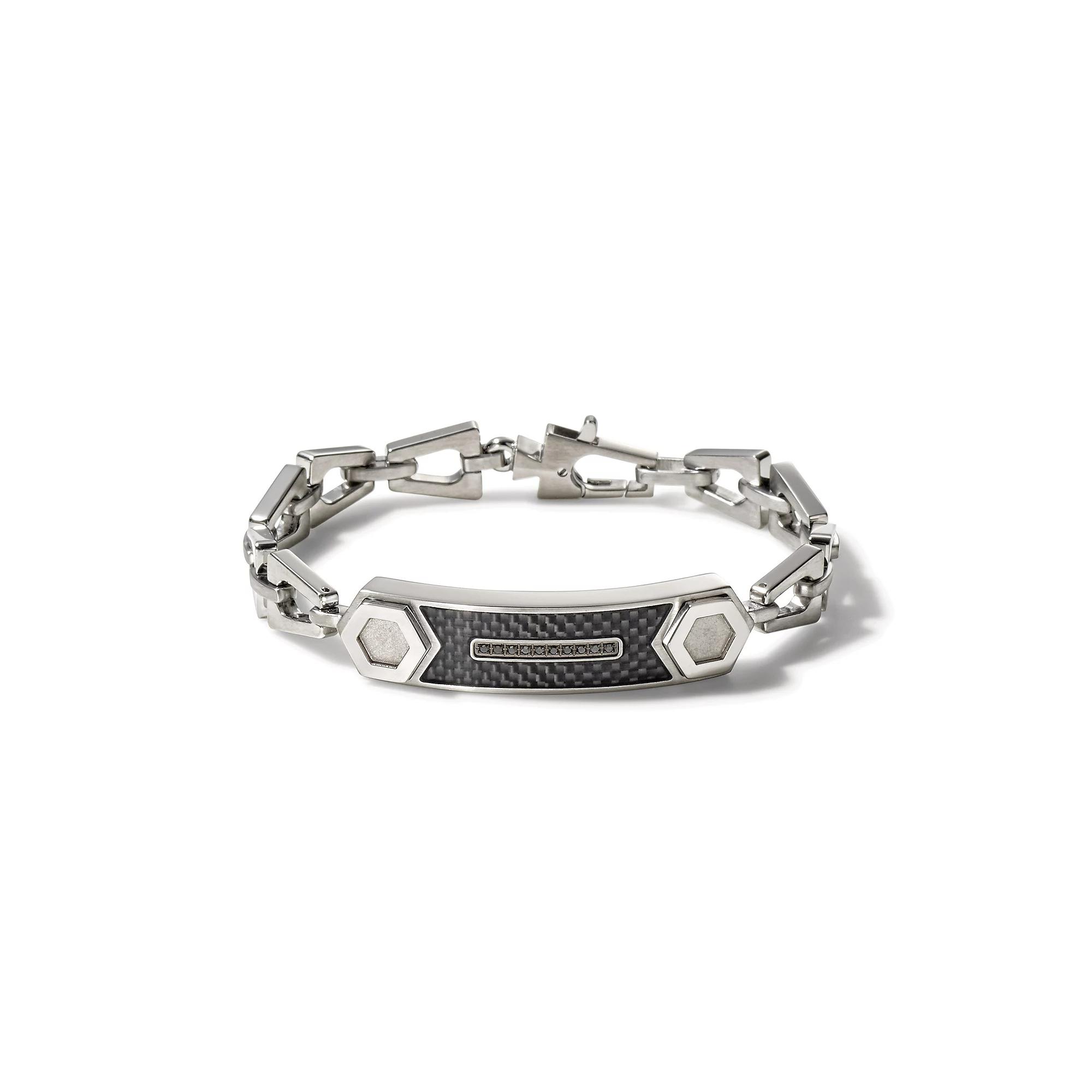 Bulova Mens Precisionist Diamond Stainless Steel ID Link Bracelet Product Image