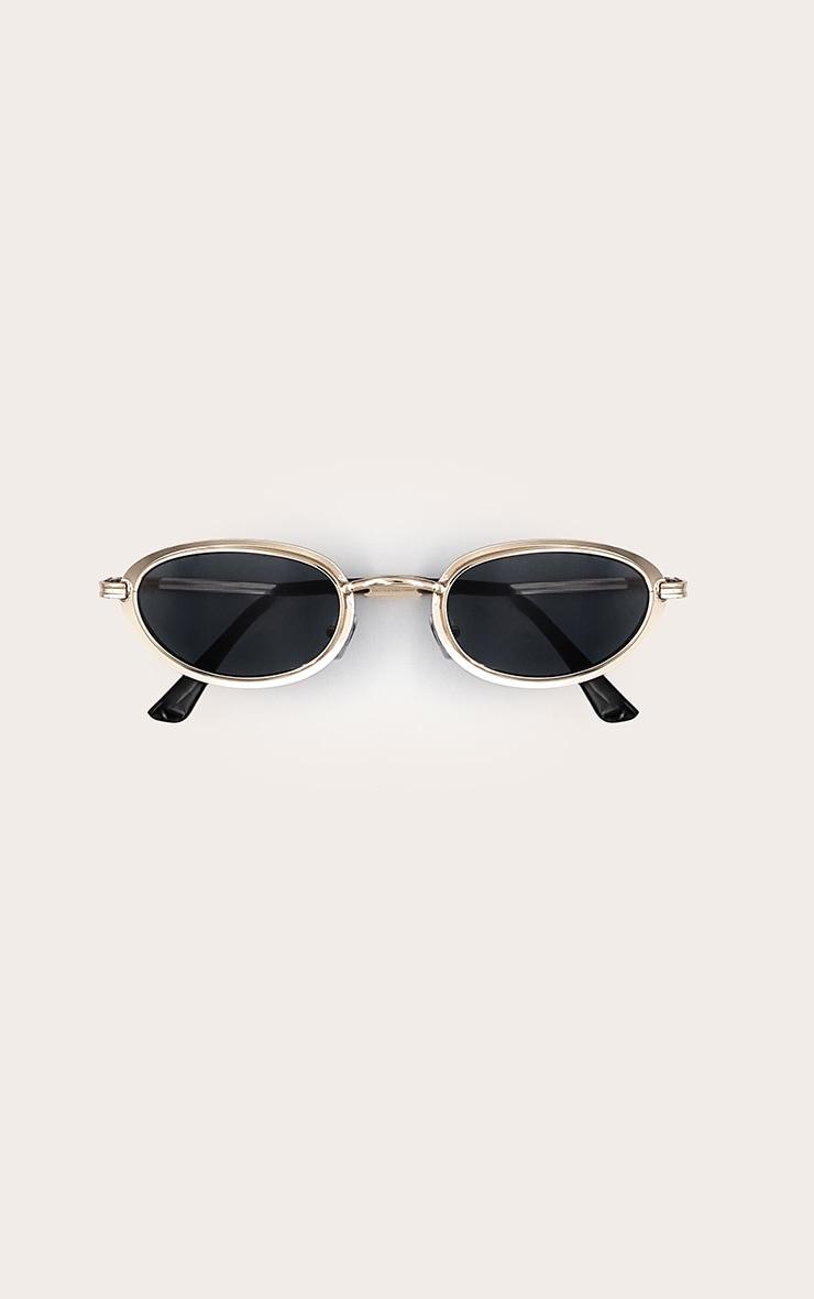 Gold Classic Textured Round Sunglasses Product Image