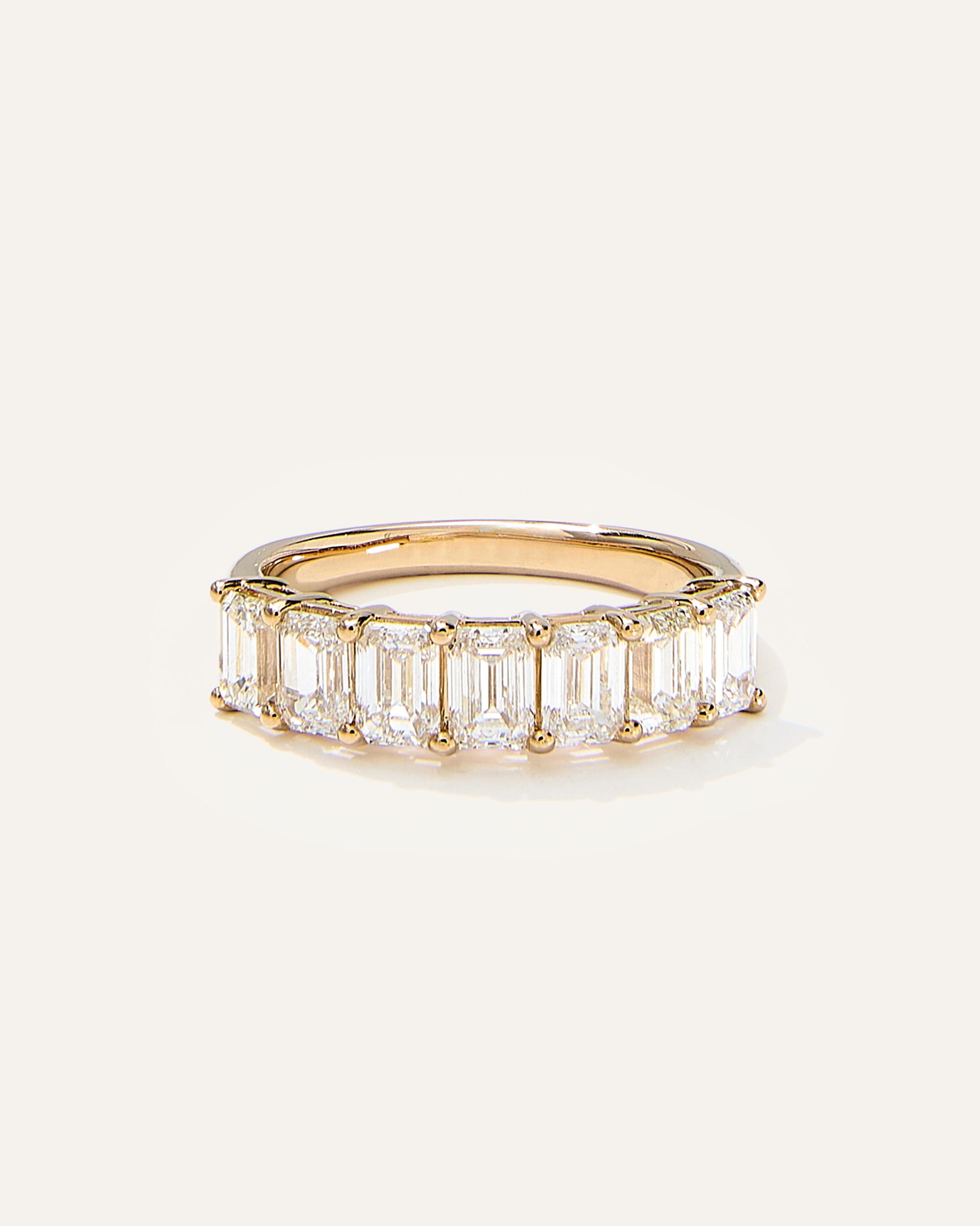 Quince | Women's Lab Grown Diamond Emerald Seven Stone Band Rings Product Image