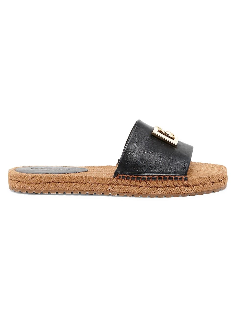 Womens Logo Leather Flat Espadrille Sandals Product Image