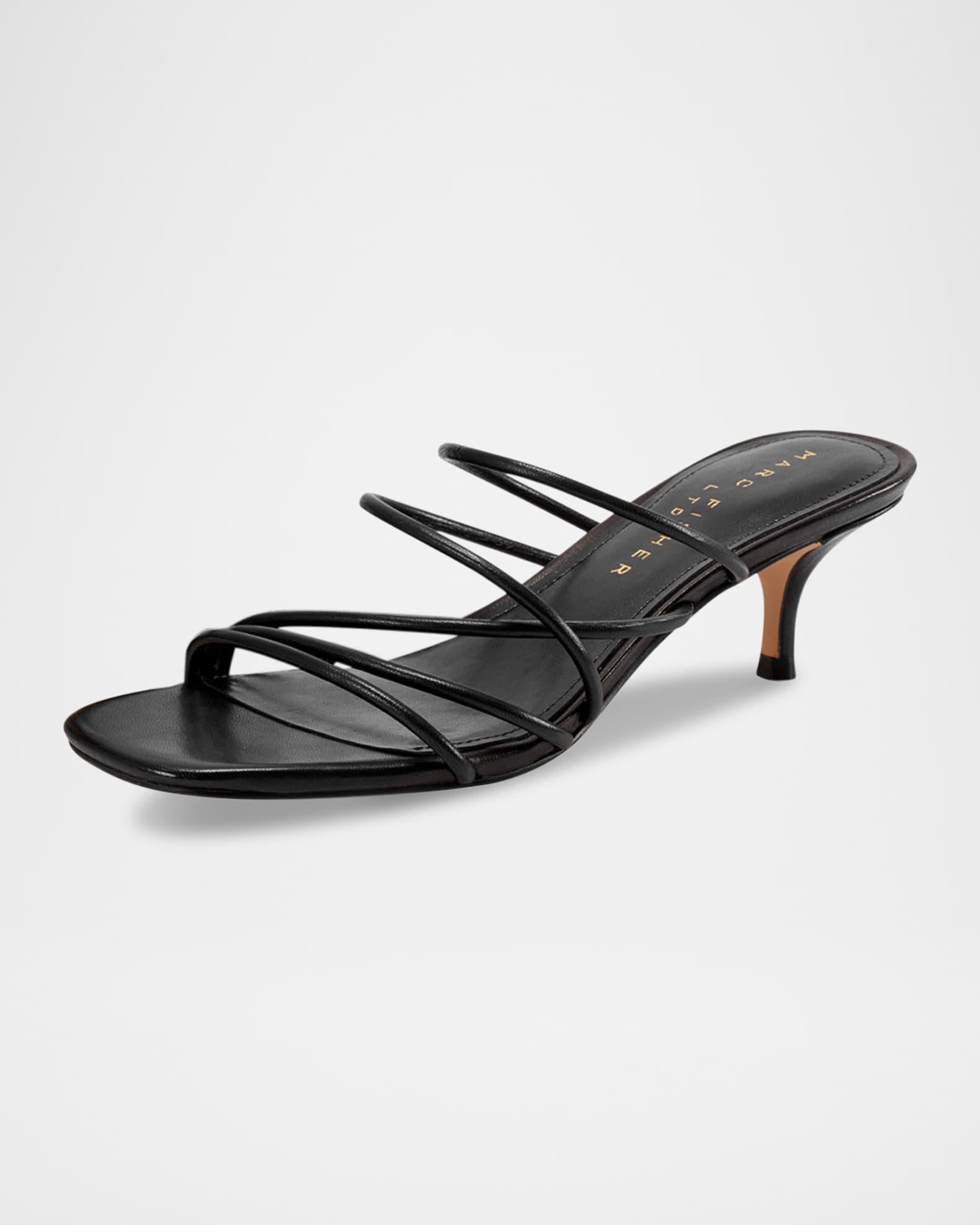 Banna Strappy Leather Kitten Slide Sandals Product Image
