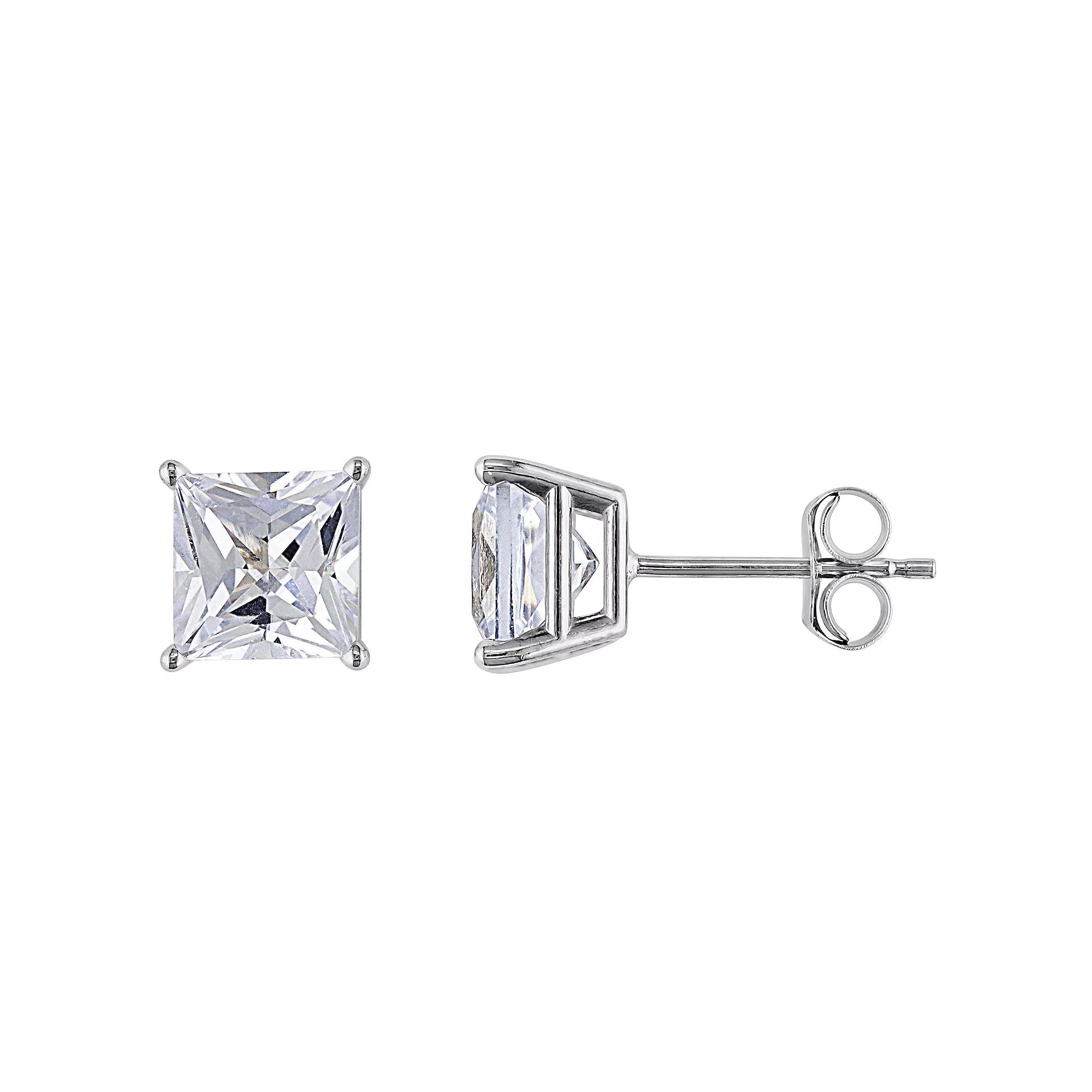 Stella Grace 10k White Gold Lab-Created White Sapphire Stud Earrings, Women's Product Image