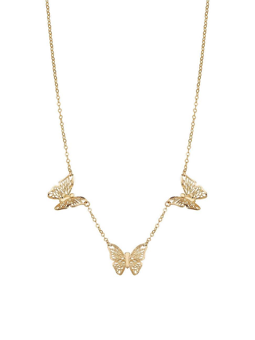 Womens 14K Yellow Gold Social Butterfly Necklace Product Image