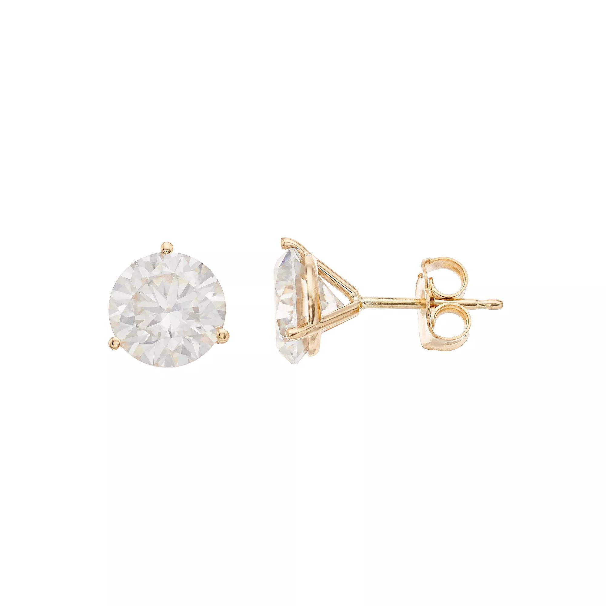 Radiant Fire 14k Gold 3 Carat T.W. Lab-Created Moissanite Stud Earrings, Women's Product Image