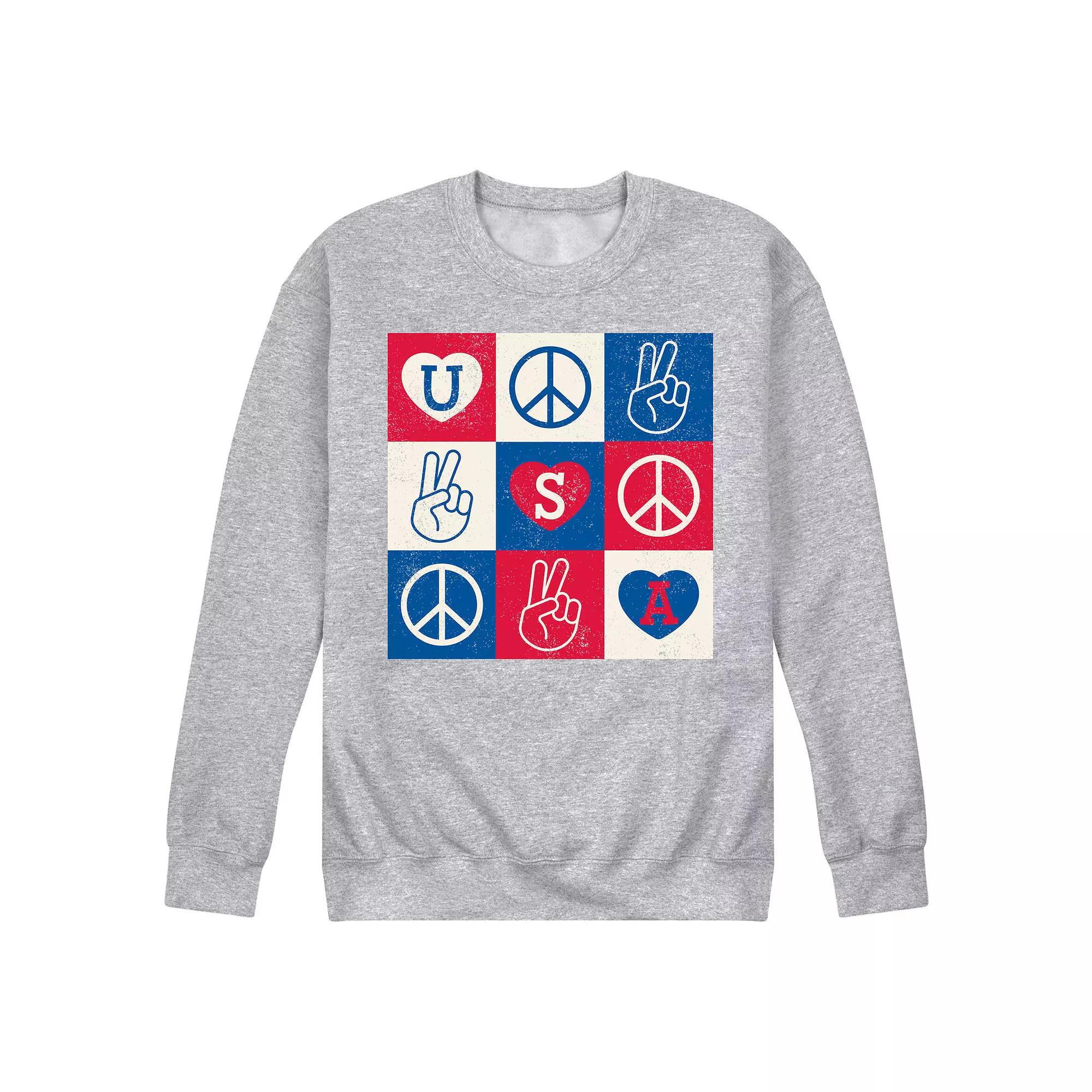 Men's USA Peace Grid Fleece Sweatshirt,  Product Image