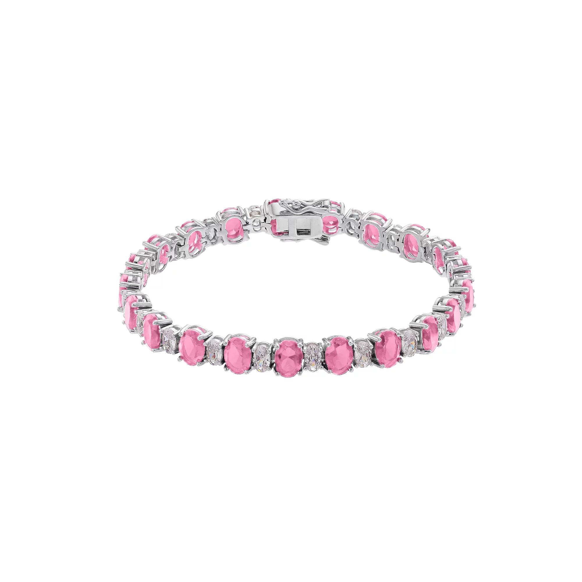Sterling Silver Oval Cubic Zirconia Tennis Bracelet, Women's,  Product Image