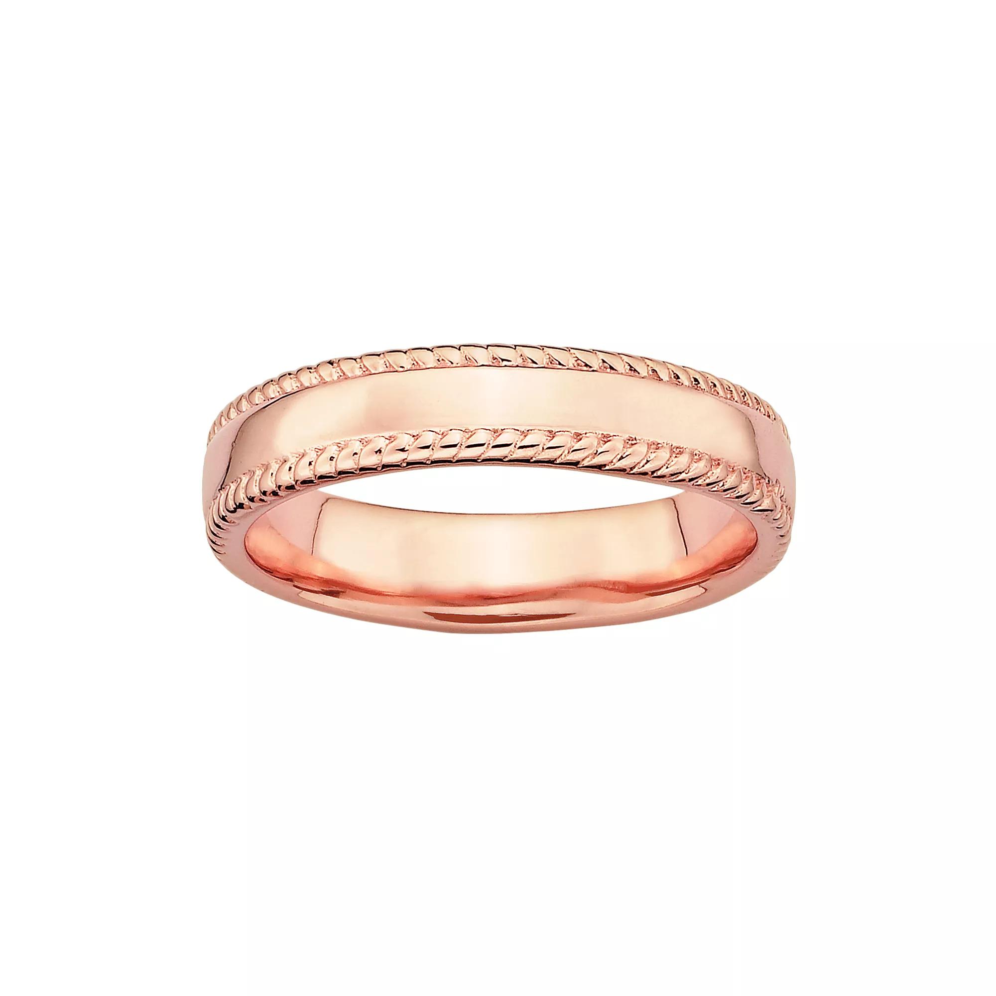 Stacks & Stones 18k Rose Gold Over Silver Milgrain Stack Ring, Women's, Size: 6 Product Image