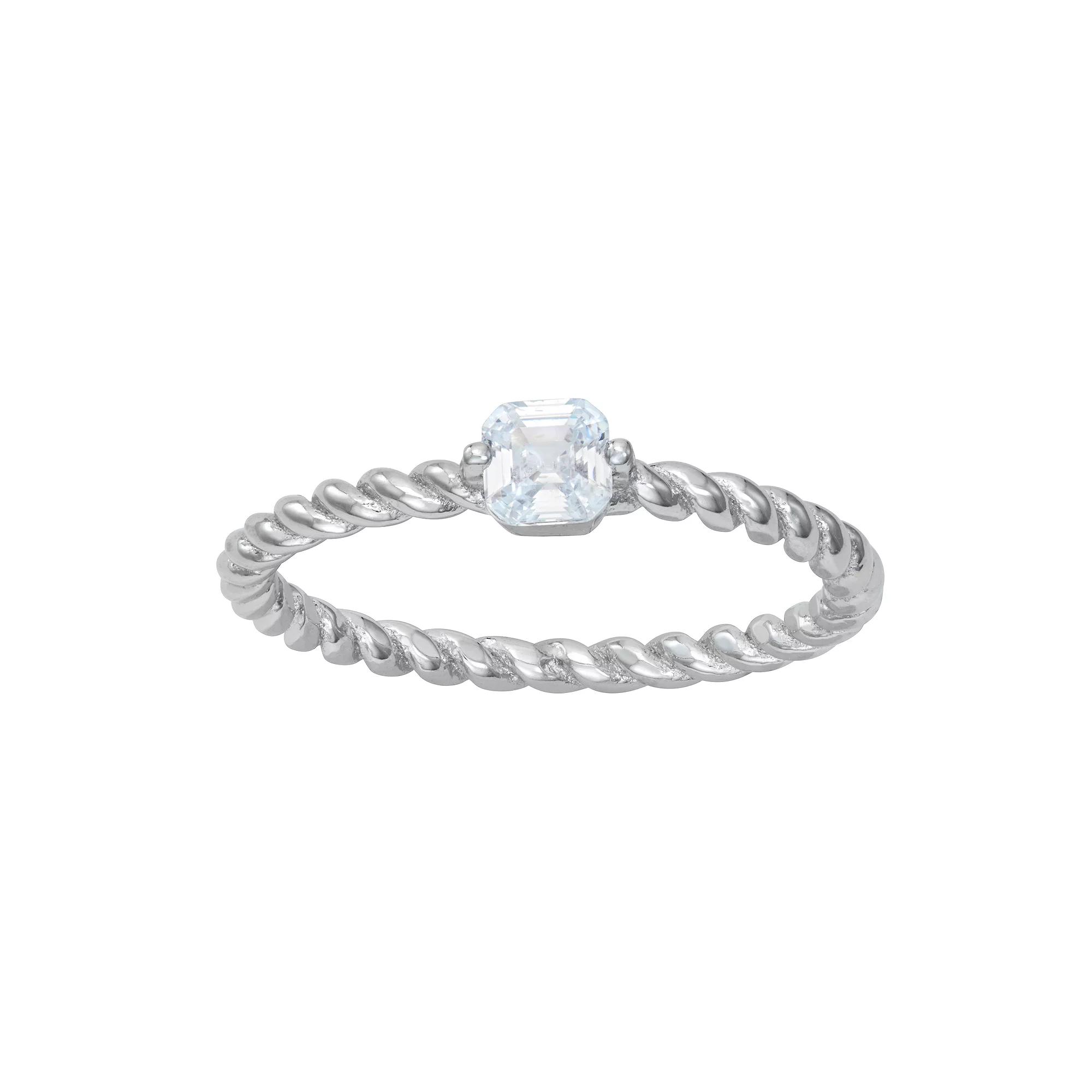 Contessa Di Capri Sterling Silver Cubic Zirconia Square Ring, Women's, Size: 7, Sterling Silver Clear Product Image