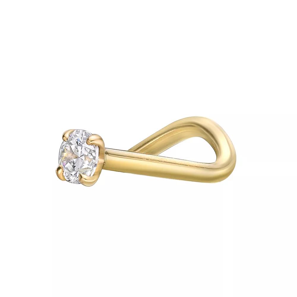 Lila Moon 14k Gold 2 mm Cubic Zirconia Curved Nose Stud, Women's Product Image