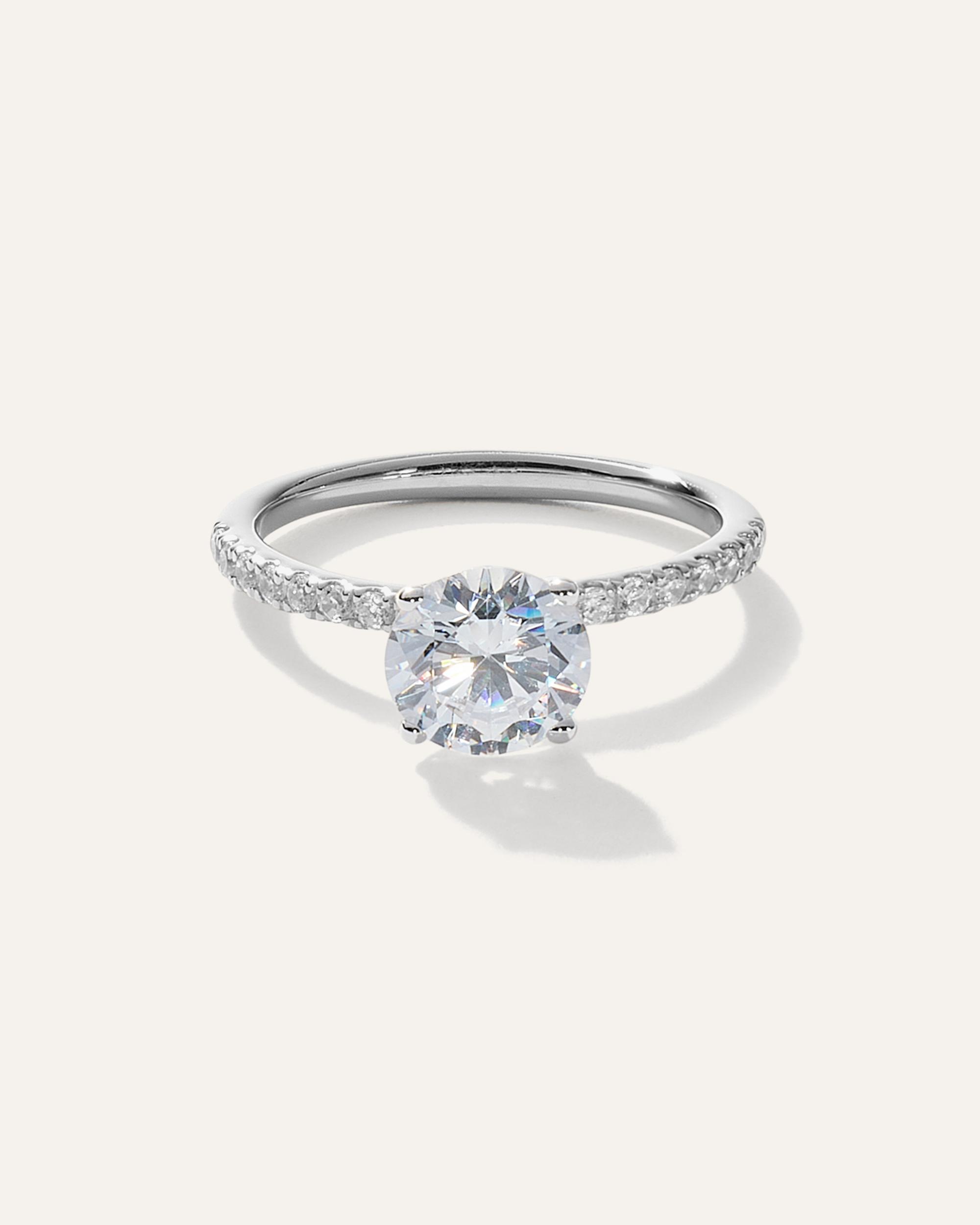 Quince | Women's Lab Grown Diamond Round Petite Pave Engagement Ring Product Image
