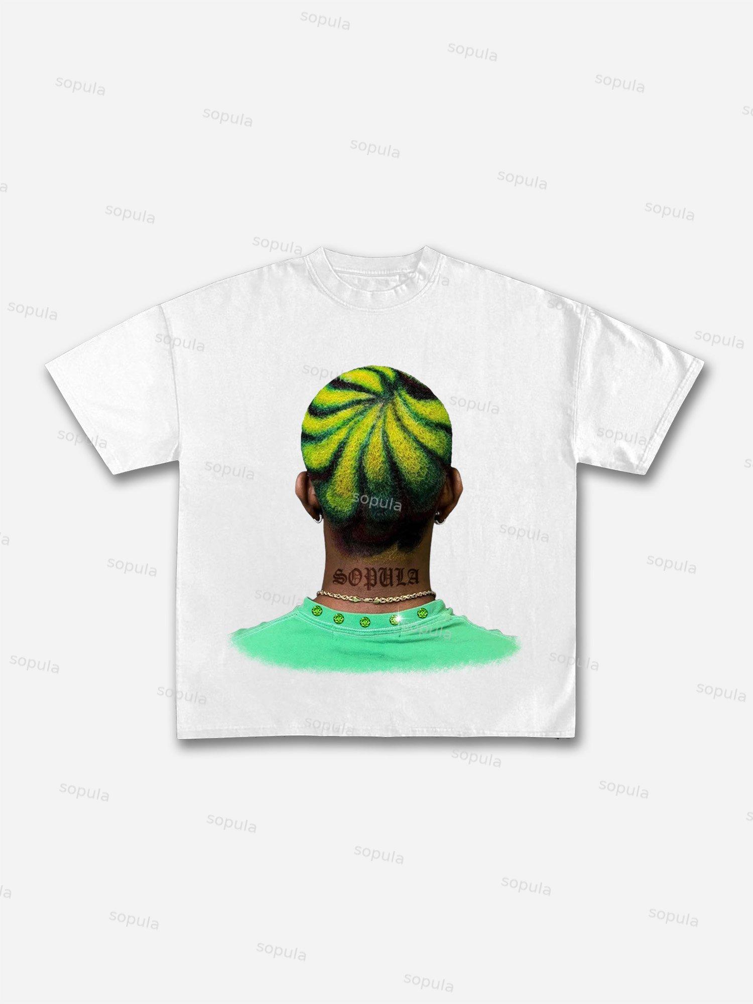Green Diamond Men's Haircut Print Graphic Cotton T-shirt Product Image