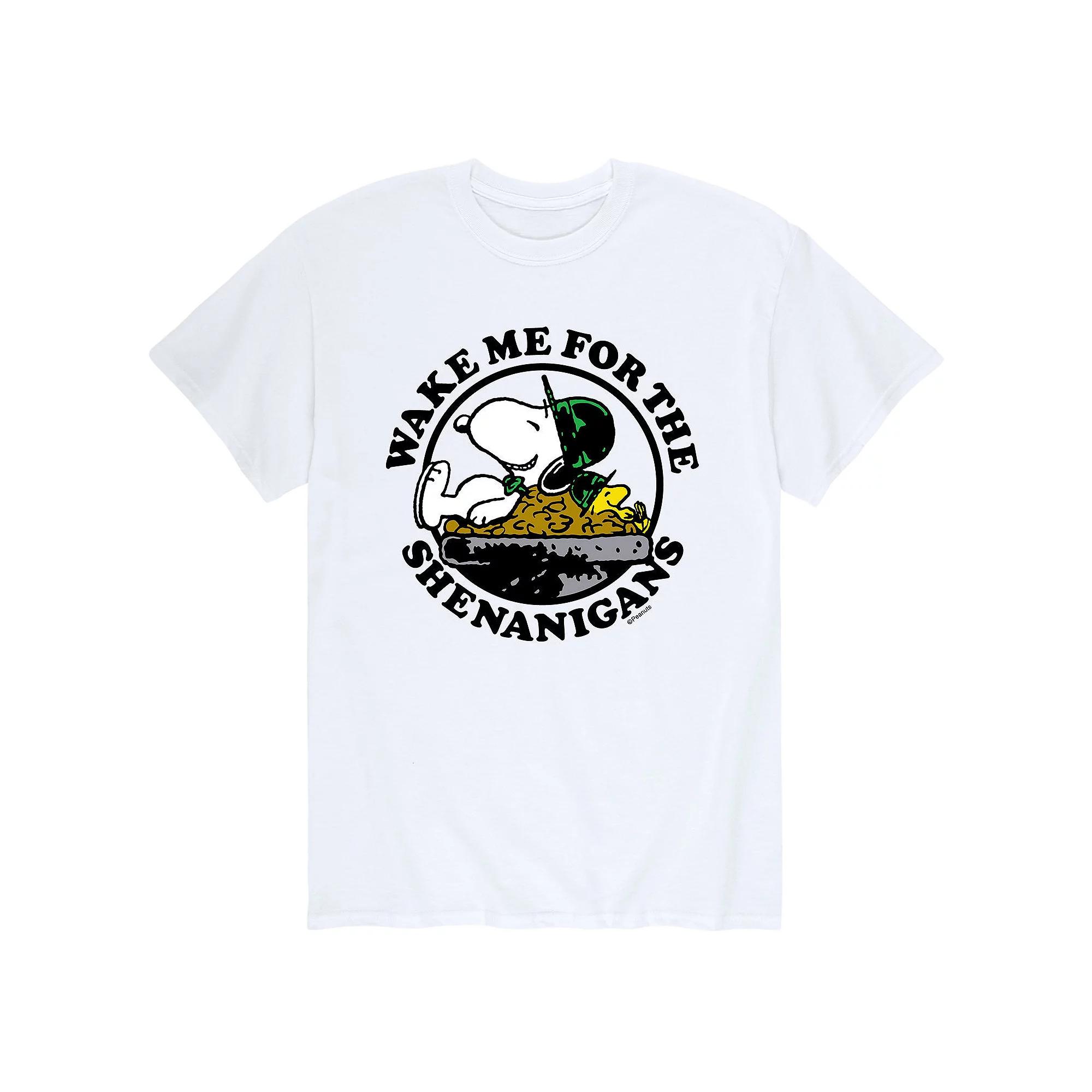 Men's Peanuts Snoopy St. Patrick's Day "Wake Me For The Shenanigans" Tee,  Product Image