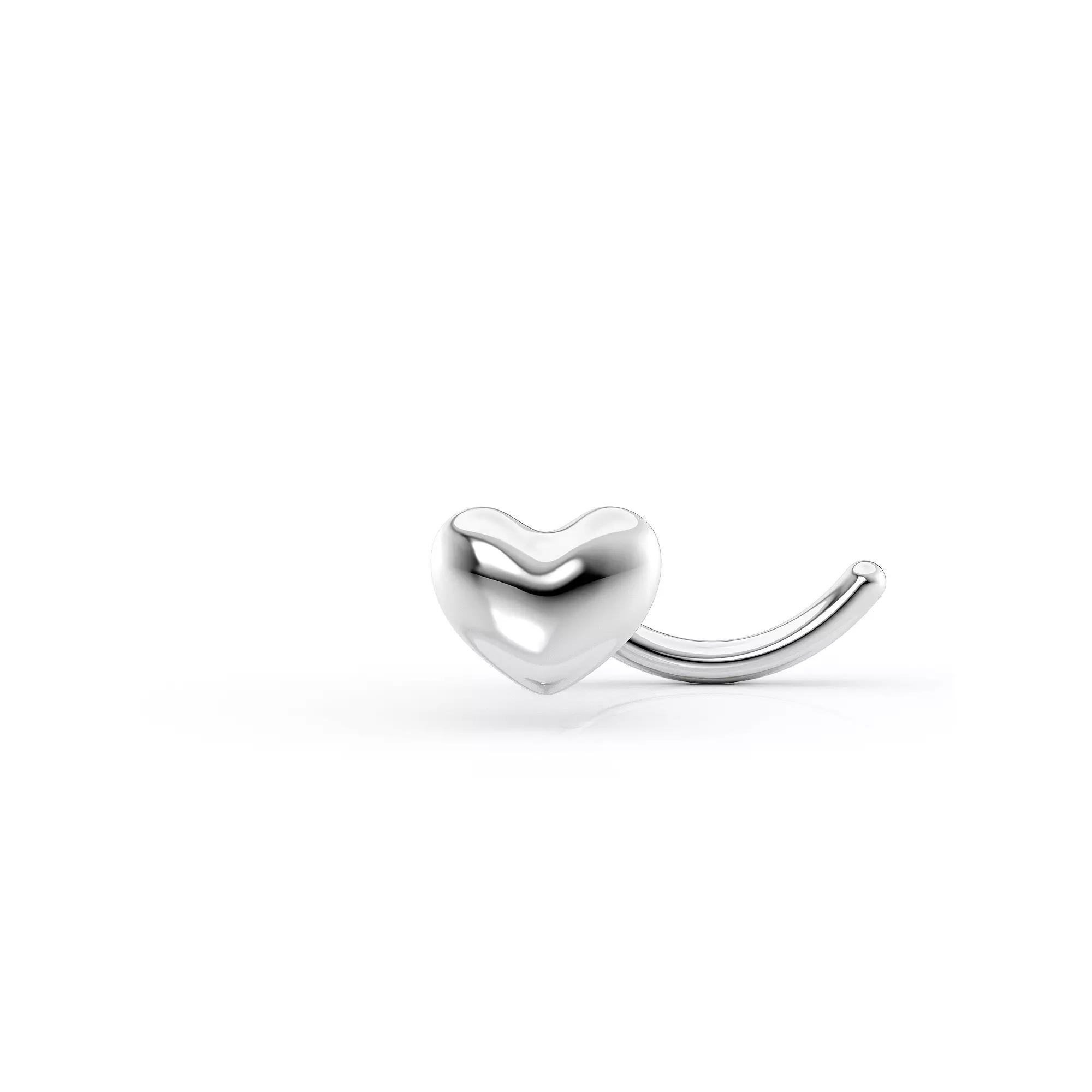 Lila Moon Curved Heart Nose Stud, Women's, 14k White Gold Product Image