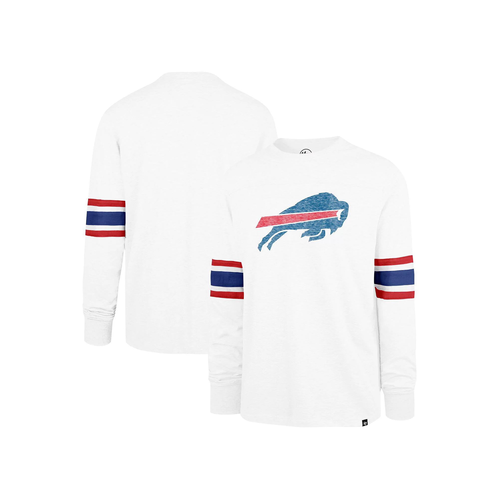 Men's '47 White Buffalo Bills Gridiron Premier Brex Long Sleeve T-Shirt, Size: 2XL Product Image