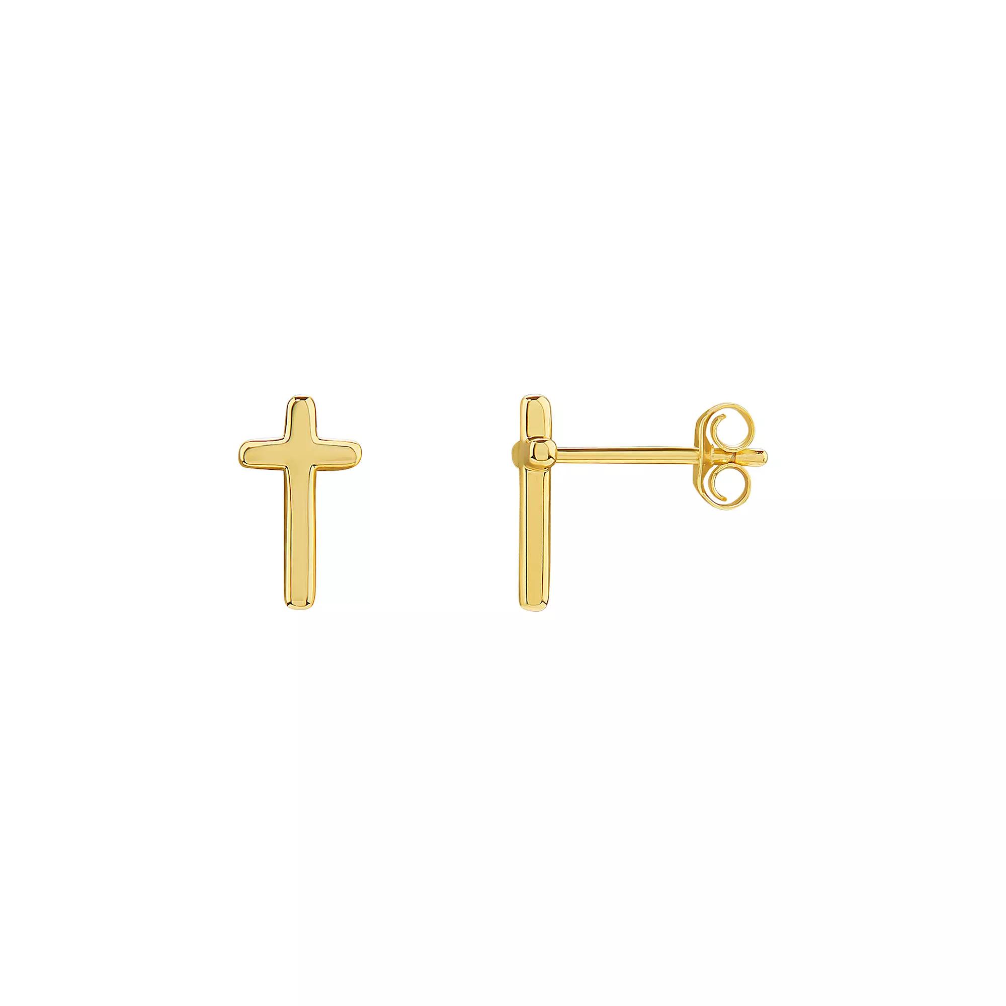 PRIMROSE Sterling Silver Cross Stud Earrings, Women's, Yellow Gold Tone Product Image