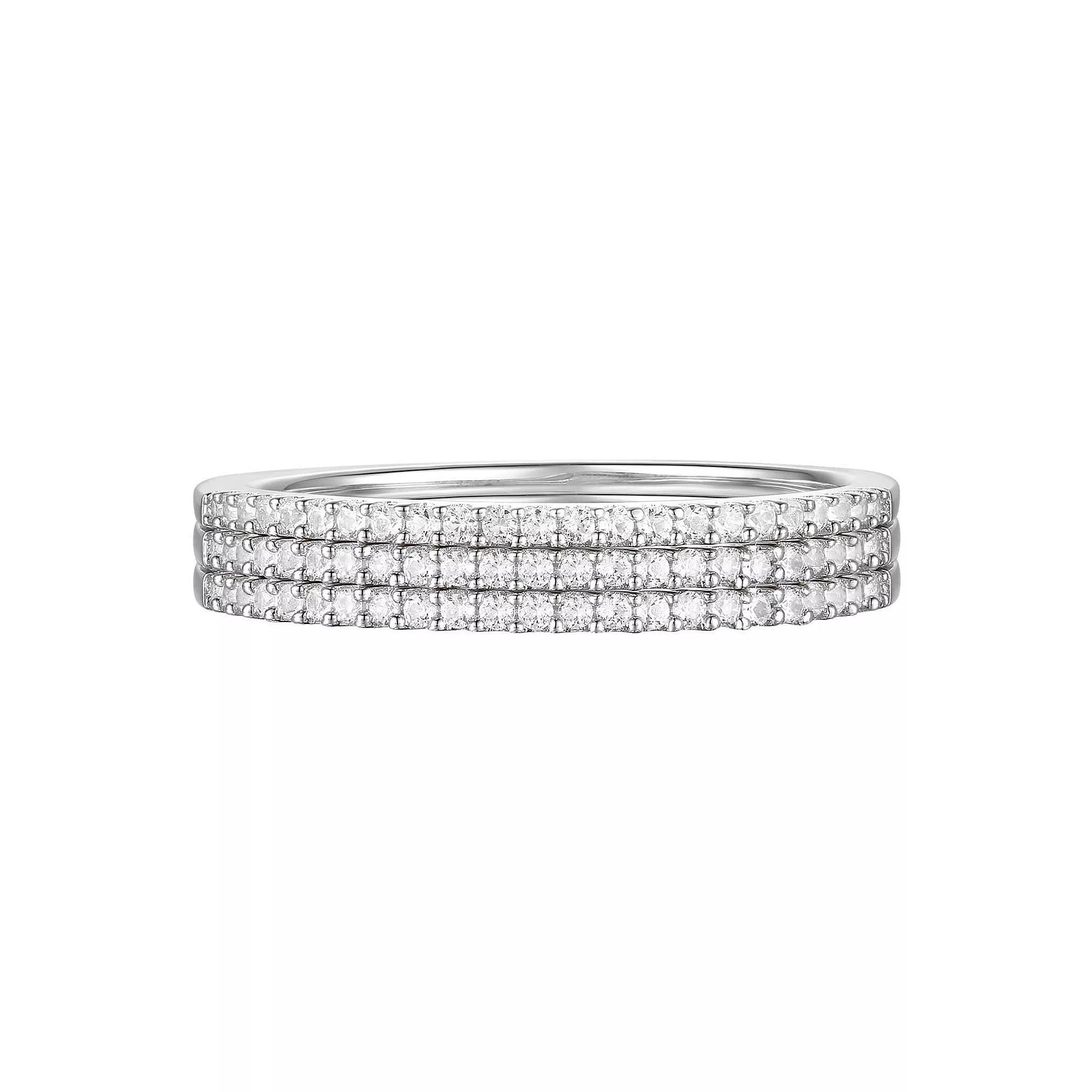 Sterling Silver 1/3 Carat T.W. Diamond Stack Ring Set, Women's, Size: 7 Product Image