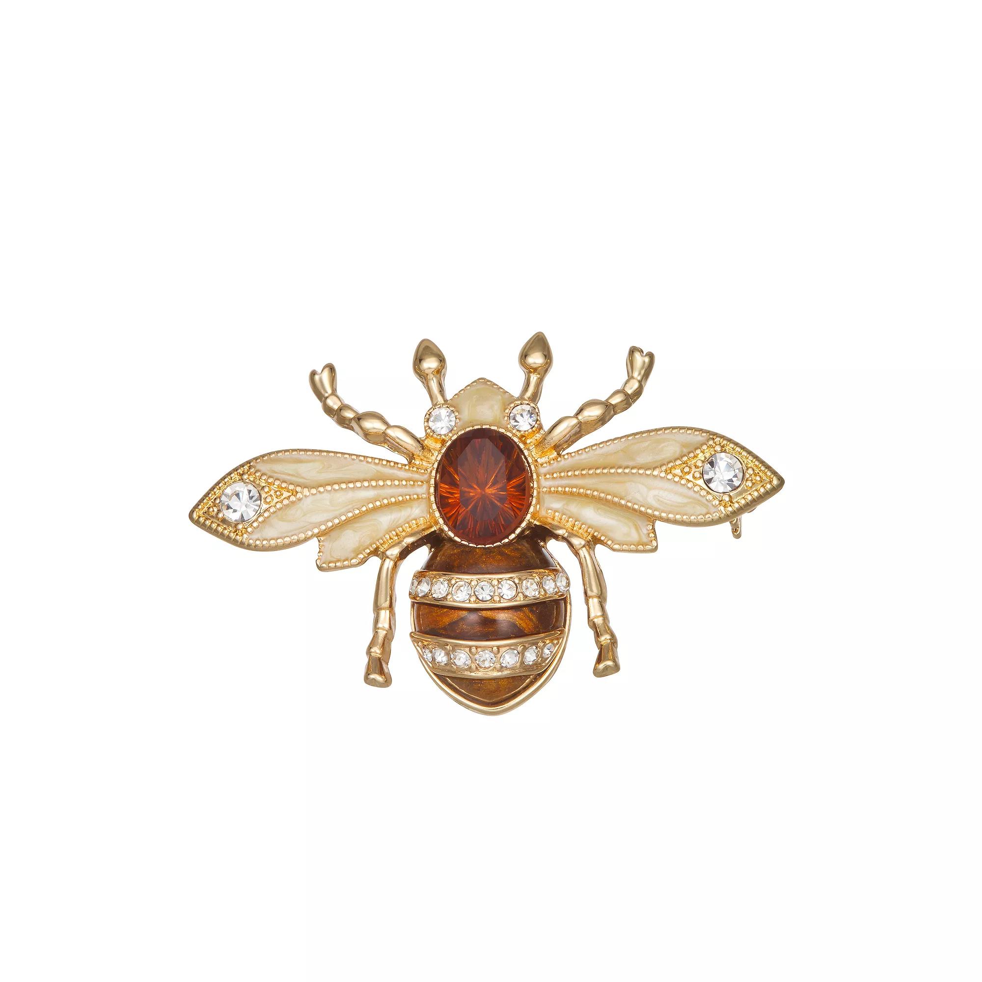 Napier Gold Tone Bee Pin, Women's, Brown Product Image