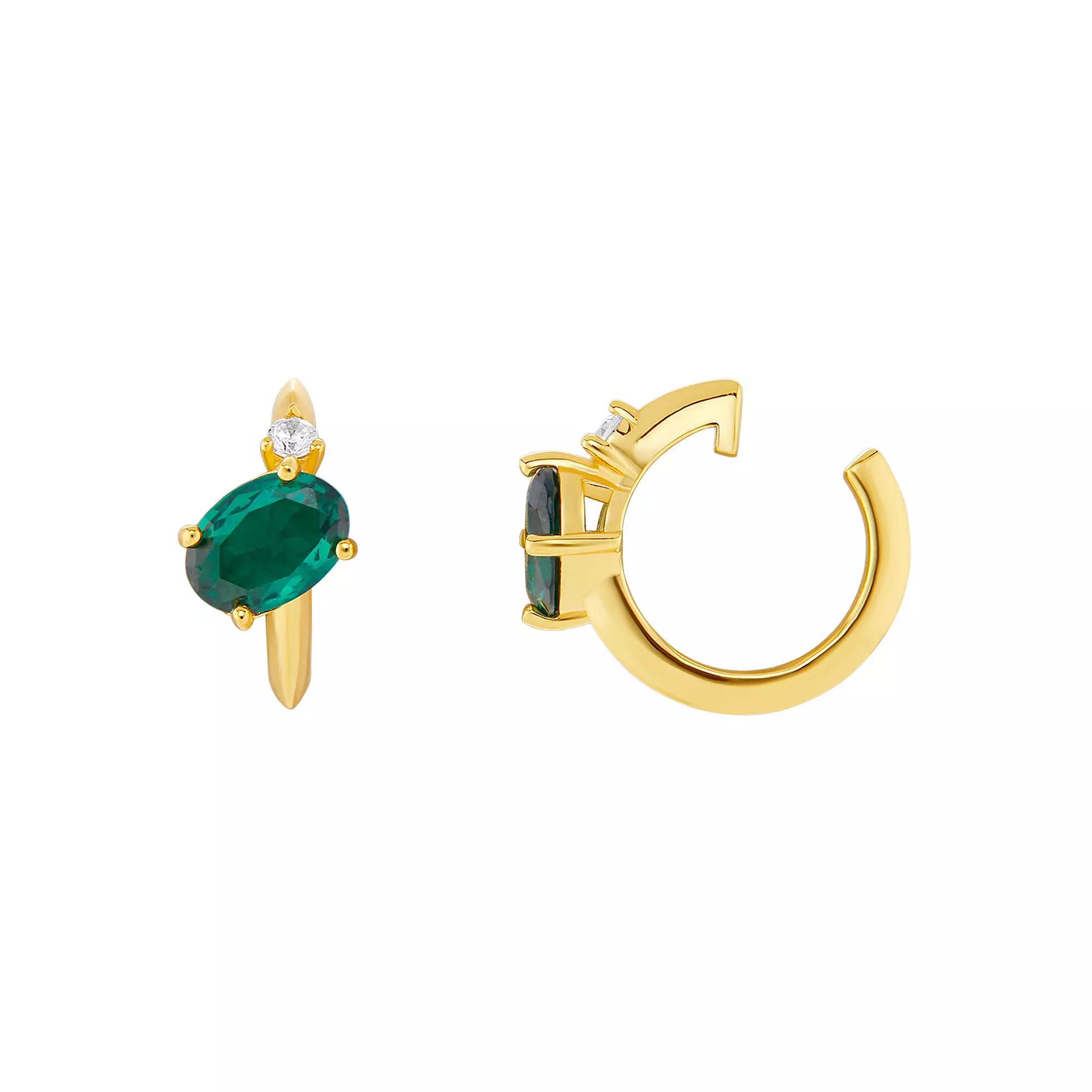 PRIMROSE Sterling Silver Cubic Zirconia Birthstone Ear Cuff, Women's, Gold Tone May Product Image