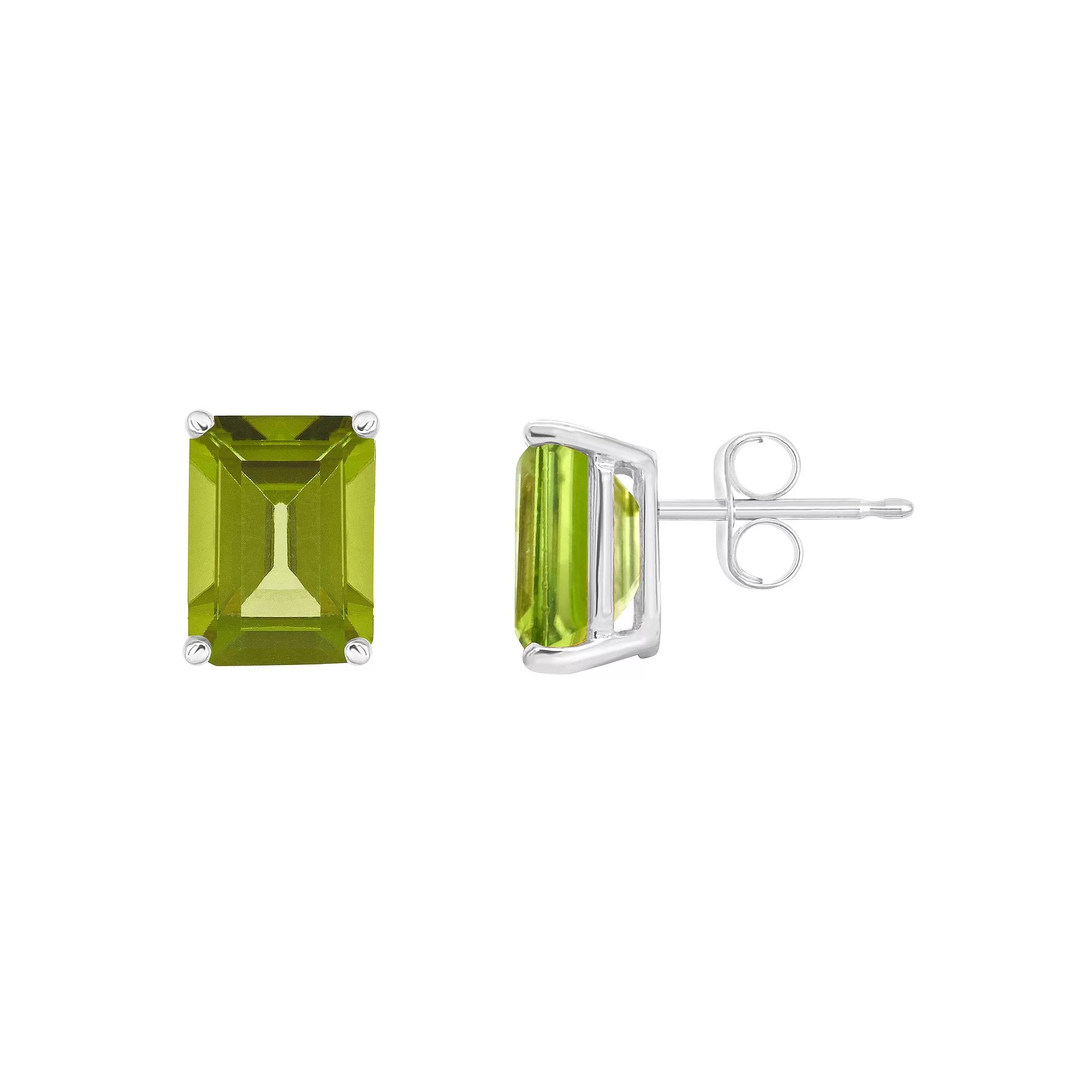 Celebration Gems 14k Gold Emerald Cut Peridot Stud Earrings, Women's, 14k Whgold Product Image