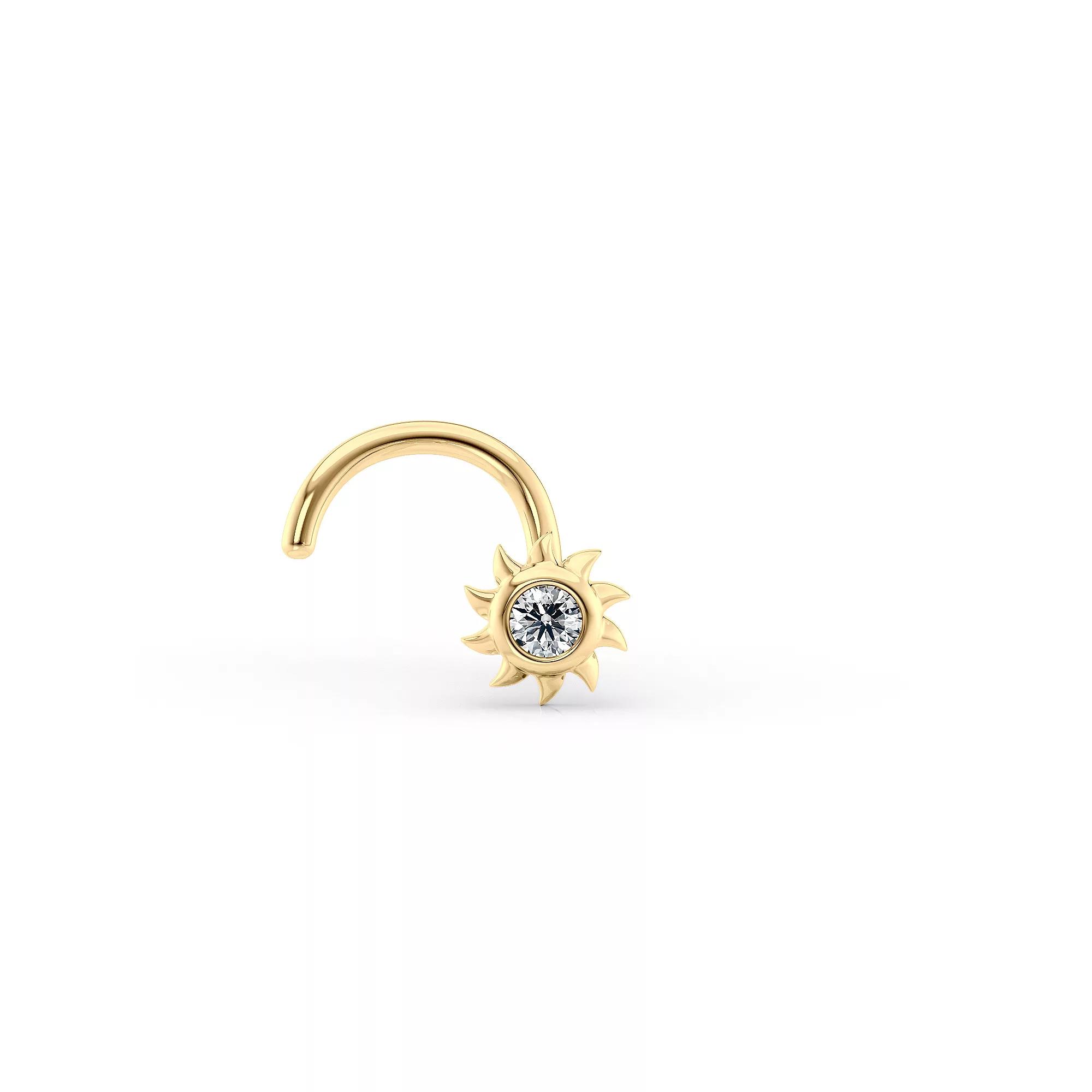 Lila Moon 14k Gold Blue Crystal Curved Nose Stud, Women's Product Image