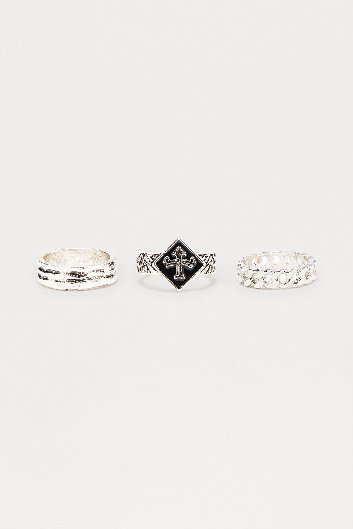 Into Pieces Ring Set - Silver Male Product Image
