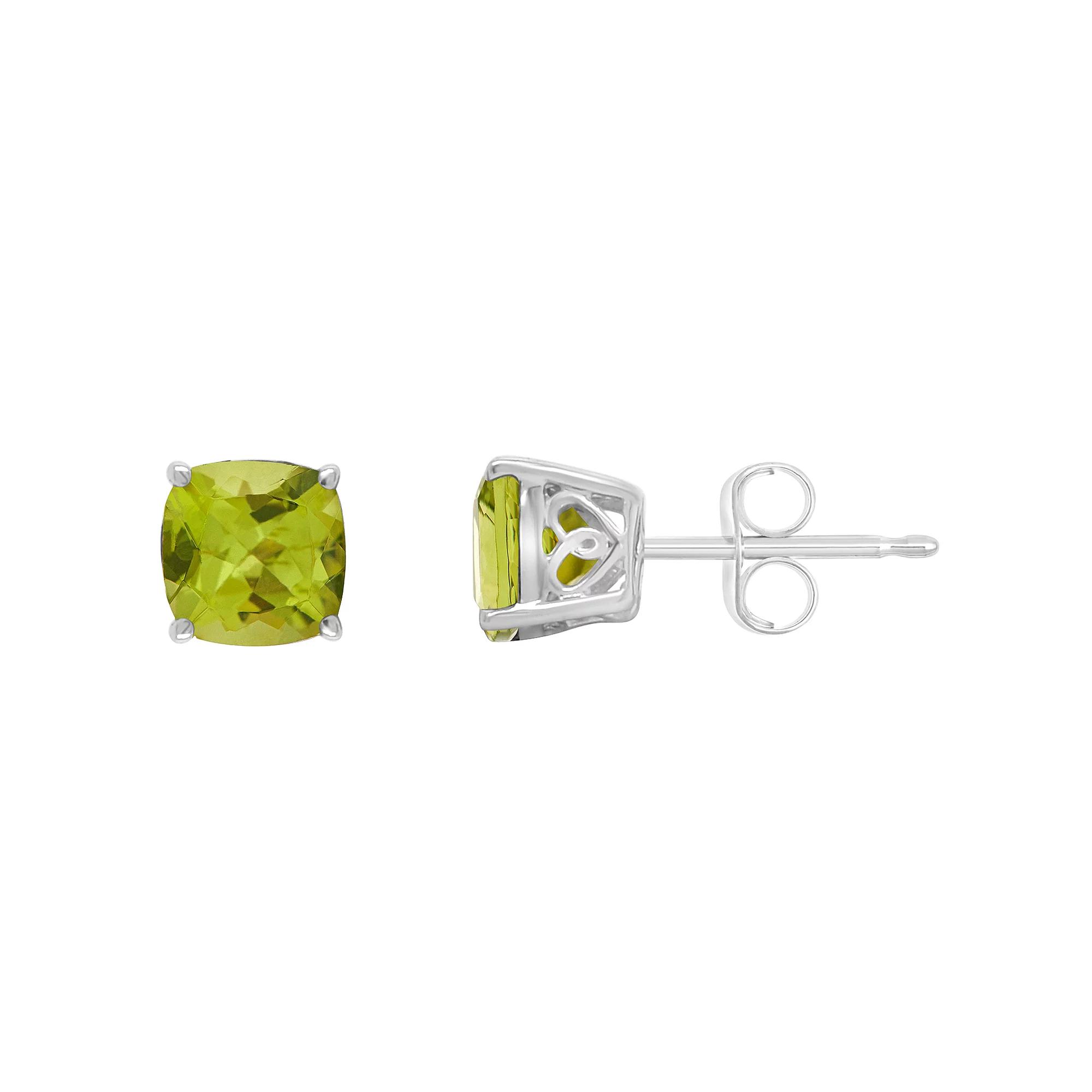 Alyson Layne 14k Gold Cushion Peridot Stud Earrings, Women's, 14k White Gold Product Image
