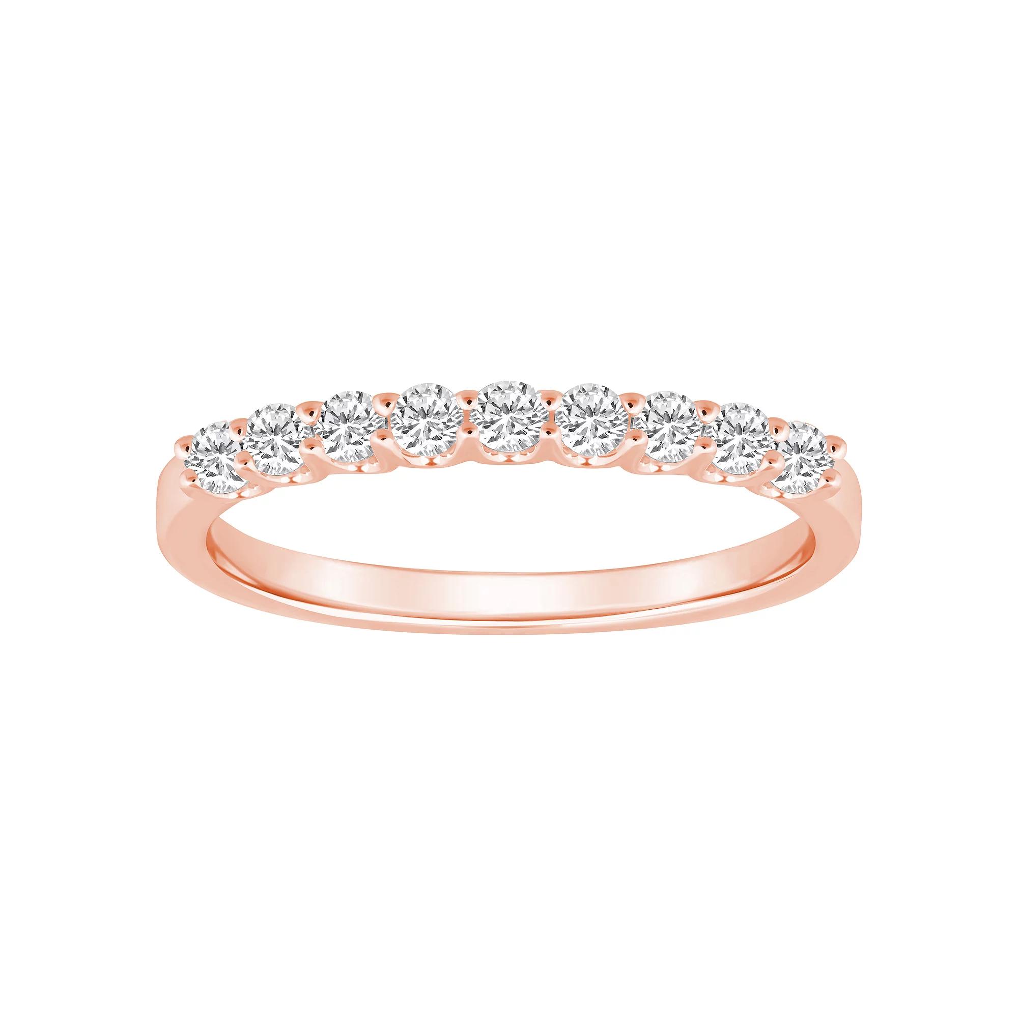 Alyson Layne 14k Gold 1/4 Carat T.W. Diamond 9-Stone Wedding Ring, Women's, Size: 5.50, Pink Product Image