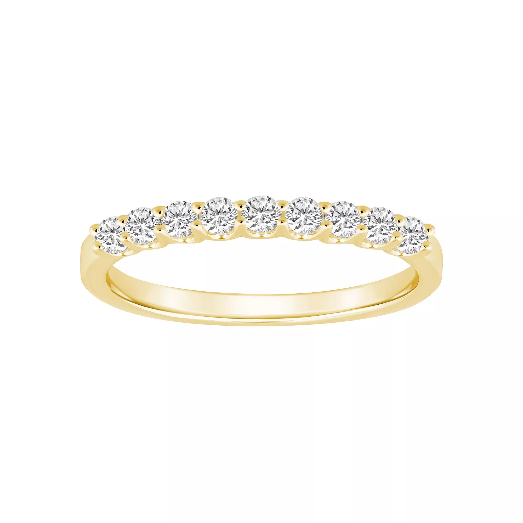 Alyson Layne 14k Gold 1/4 Carat T.W. Diamond 9-Stone Wedding Ring, Women's, Size: 5.50, Pink Product Image