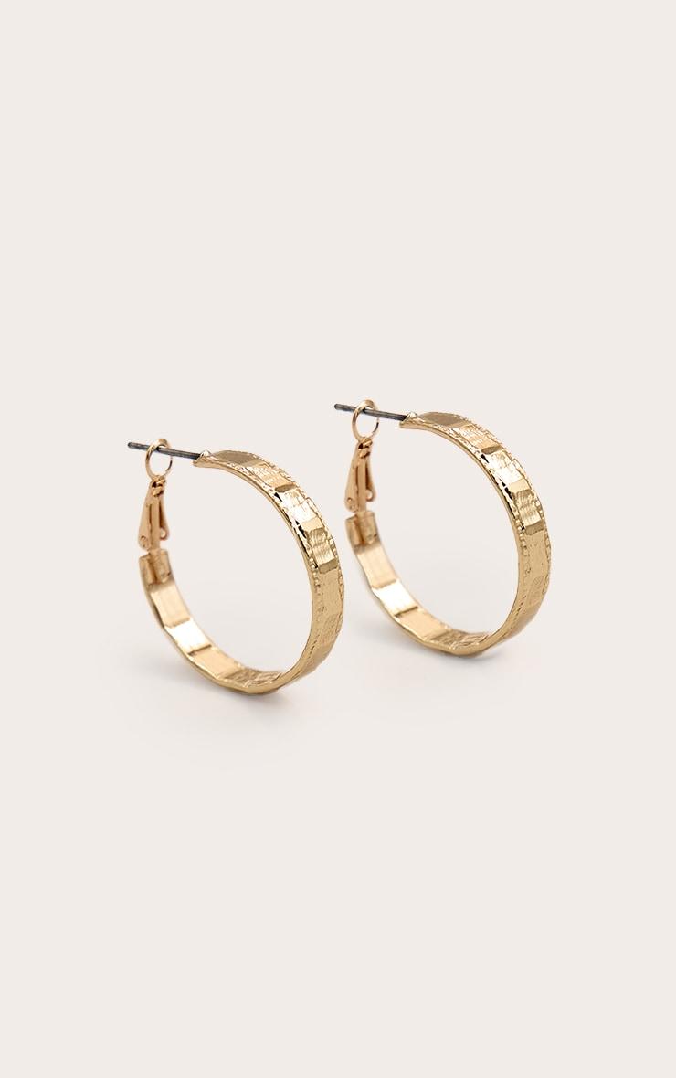 Gold Hammered Medium Hoop Earrings Product Image