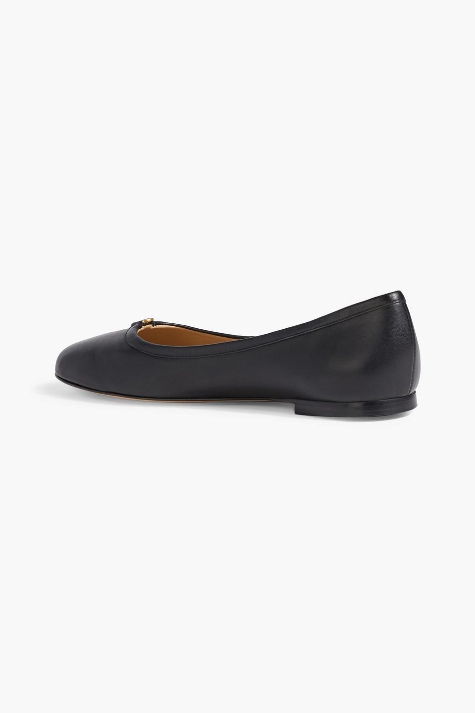 CHLOÉ Bow Detail Round Toe Flat Sole Ballerina Shoes In Black Product Image