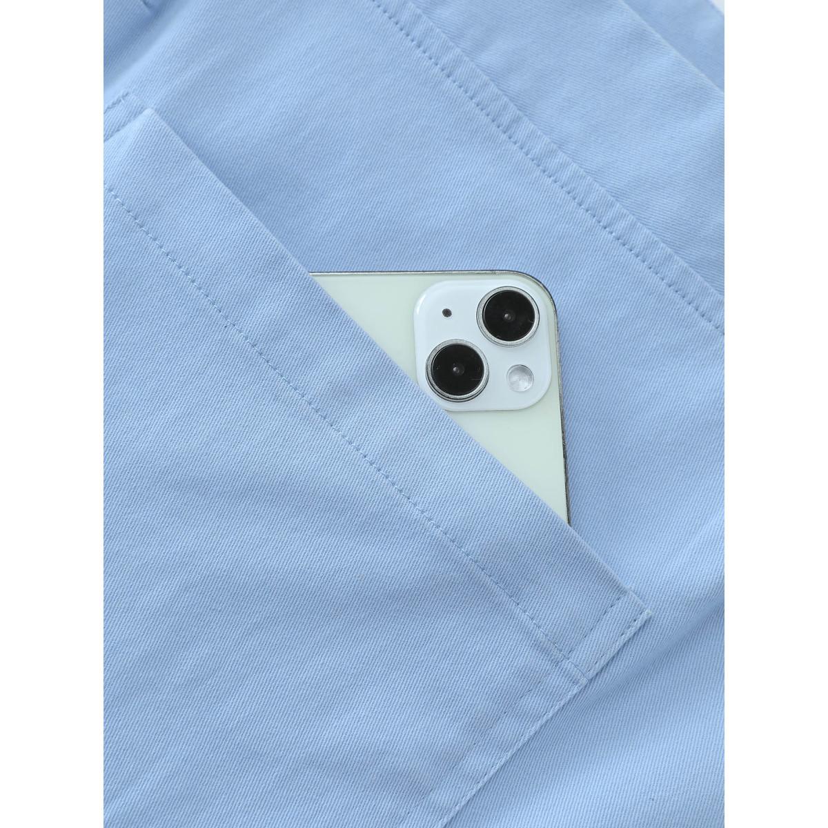 Plus Size Skyblue Pure Cotton Pleated Overall Jumpsuit Women Leisure Sleeveless Non Casual Loose Jumpsuits BloomChic 26/4X Product Image