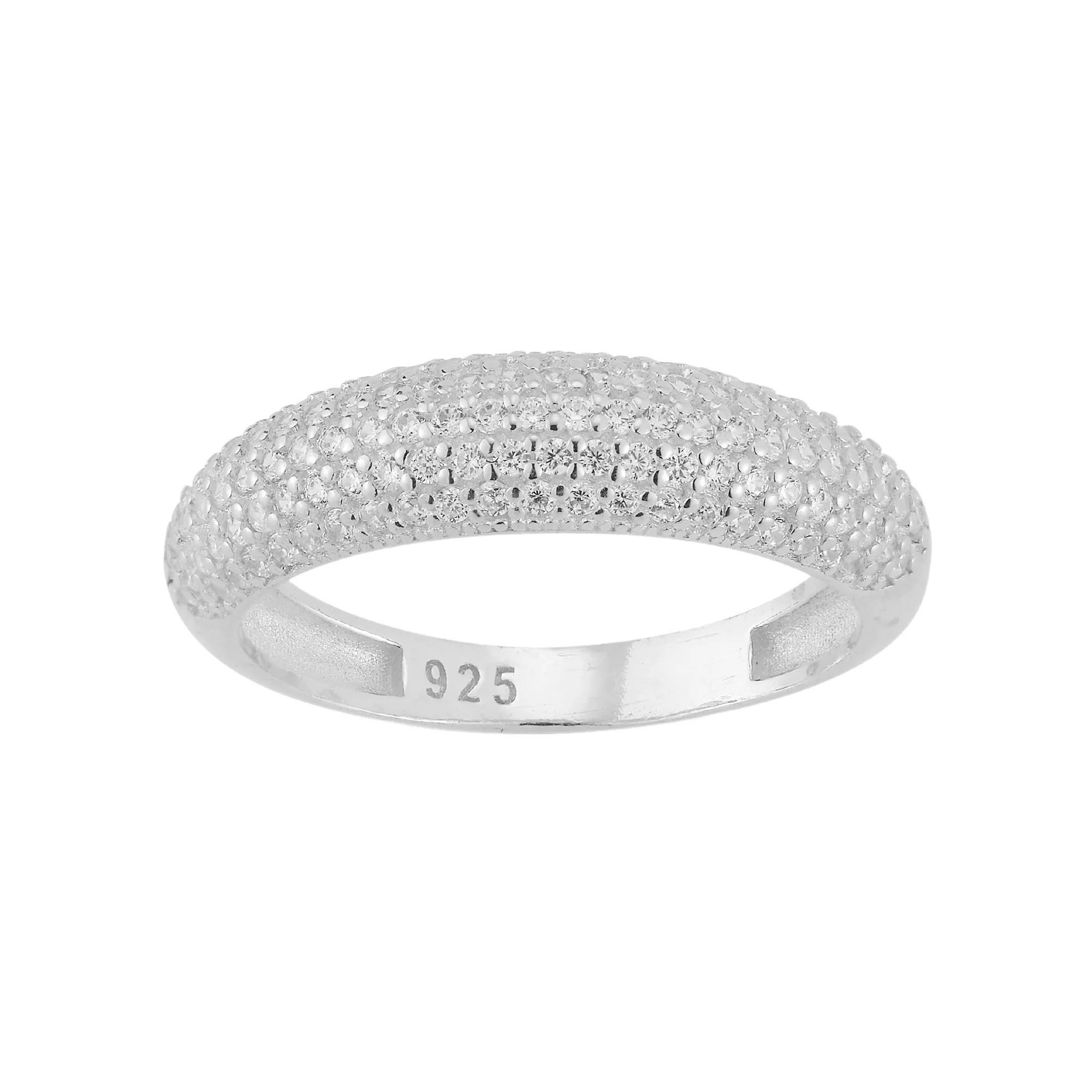Sunkissed Sterling Cubic Zirconia Pave Dome Ring, Womens Silver Tone Product Image