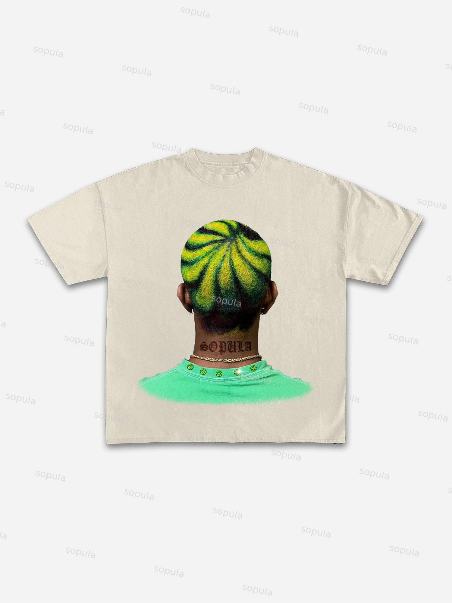 Green Diamond Men's Haircut Print Graphic Cotton T-shirt Product Image