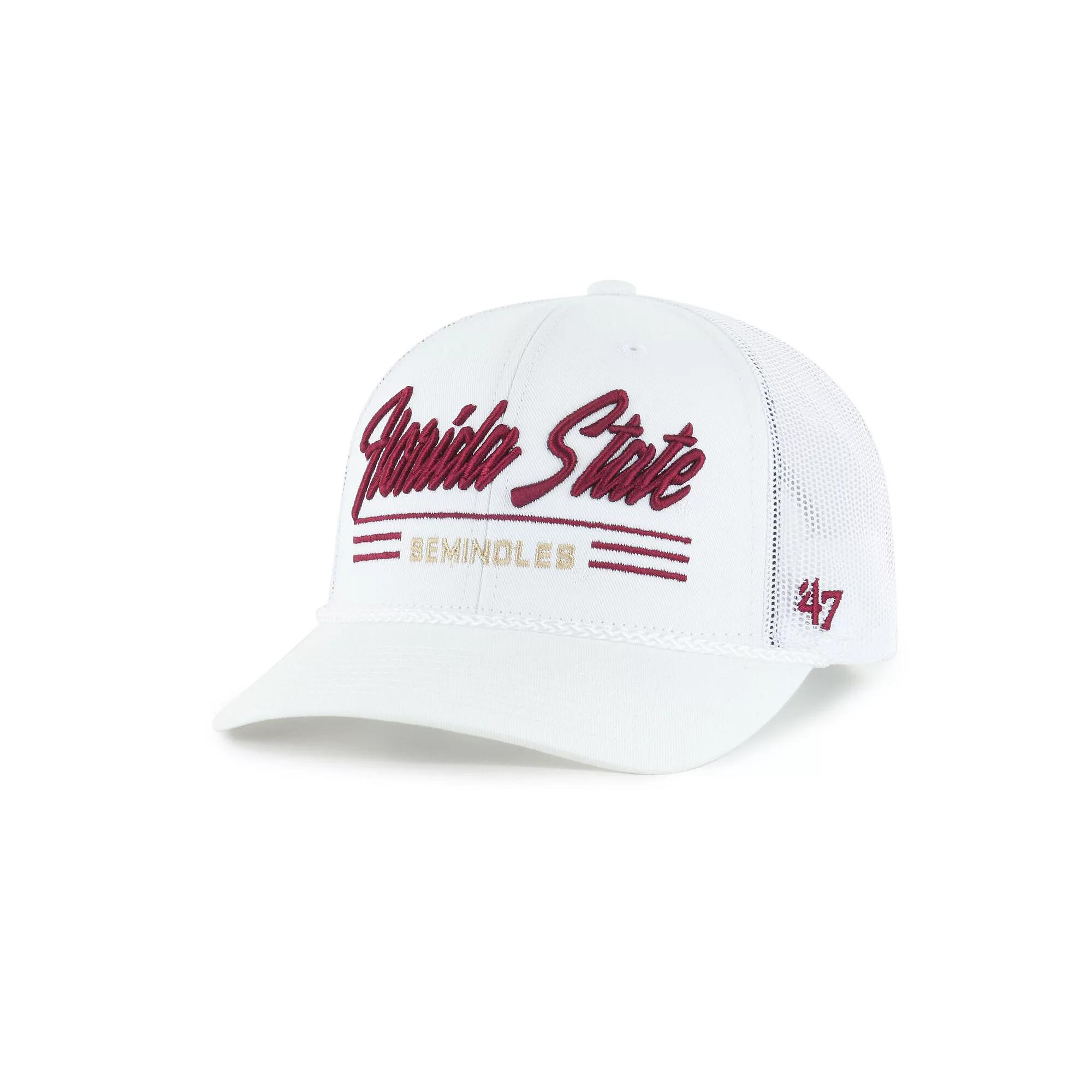 Men's '47 White Florida State Seminoles Garner Rope Trucker Adjustable Hat Product Image