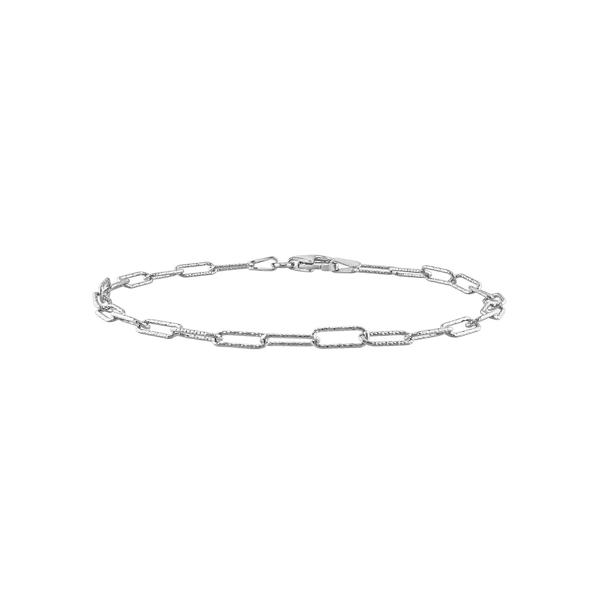 Stella Grace Sterling Silver Fancy Paper Clip Link Chain Bracelet, Womens Product Image