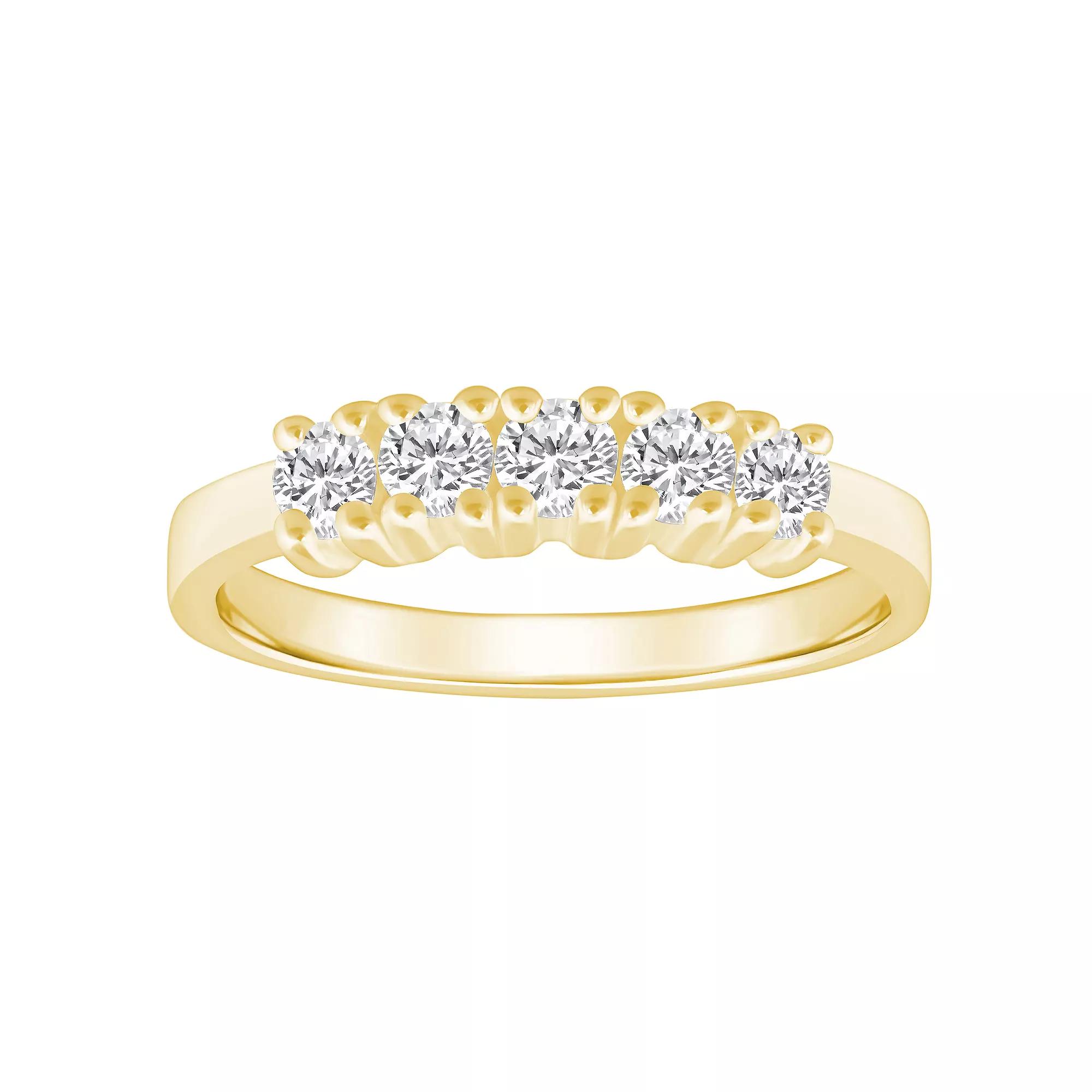 Alyson Layne 14k Gold 1/2 Carat T.W. Diamond 5-Stone Wedding Ring, Women's, Size: 7, Yellow Product Image