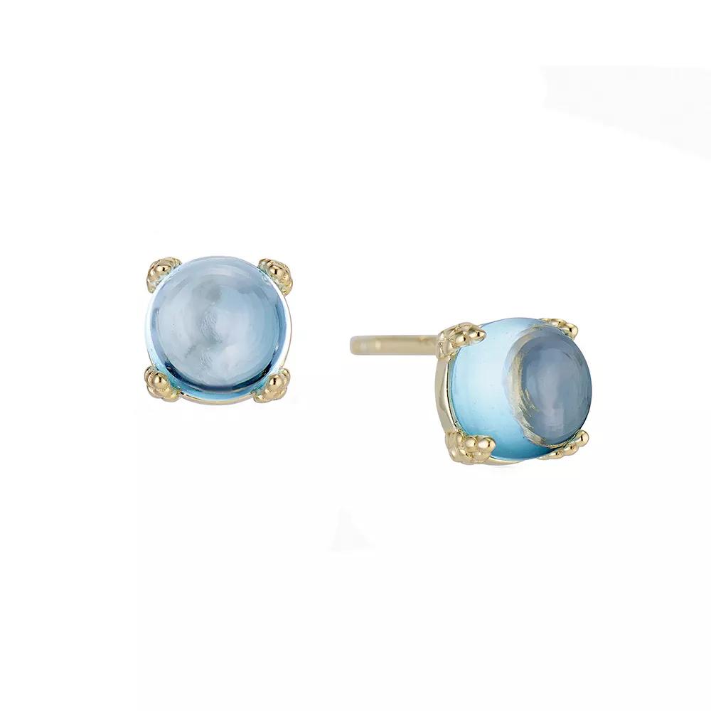 House of Frosted 14K White Gold Plated Blue Topaz Floral Stud Earrings, Women's, Gold Tone Product Image